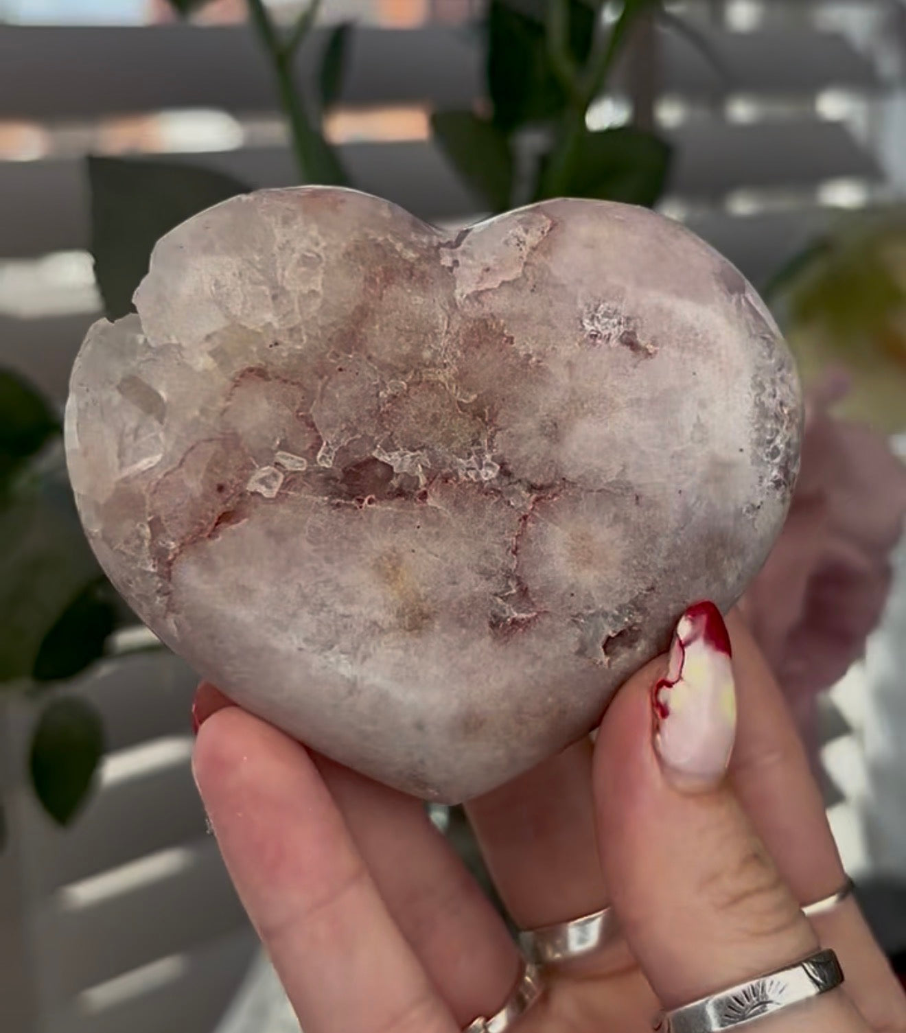 pink amethyst heart - comes with stand (8.2cm)