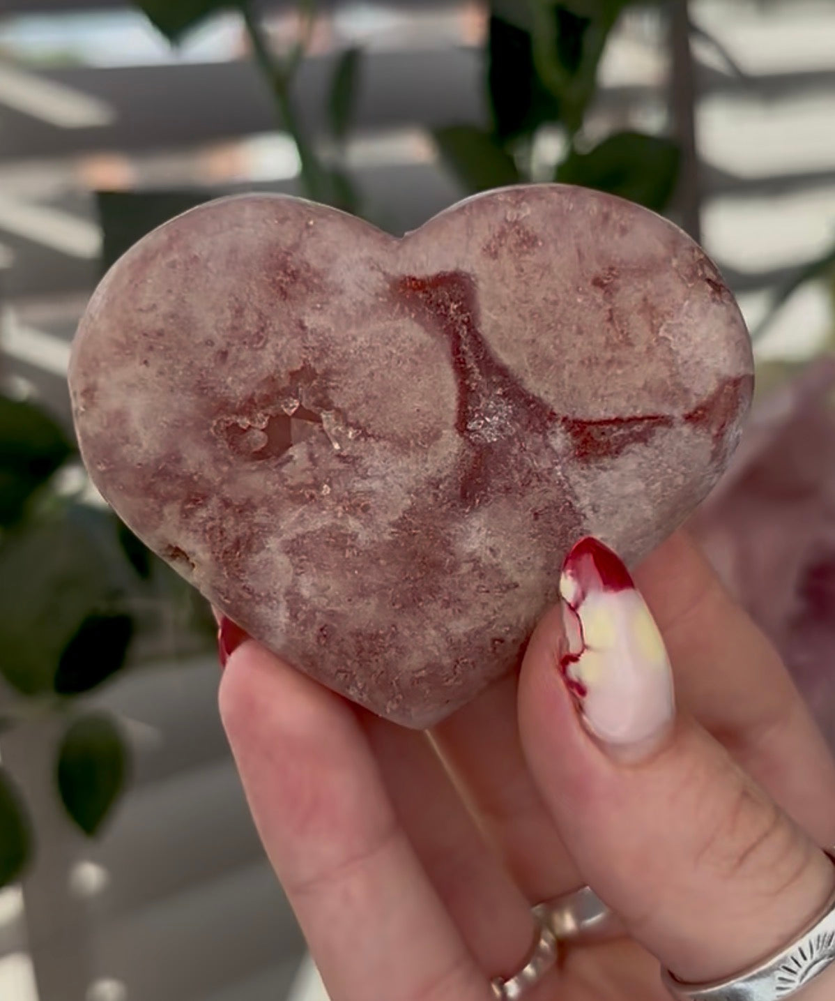 pink amethyst heart - comes with stand 6.5cm
