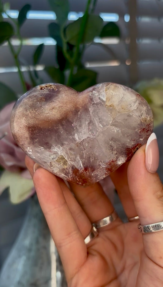 Gorgeous, pink amethyst heart- comes with stand