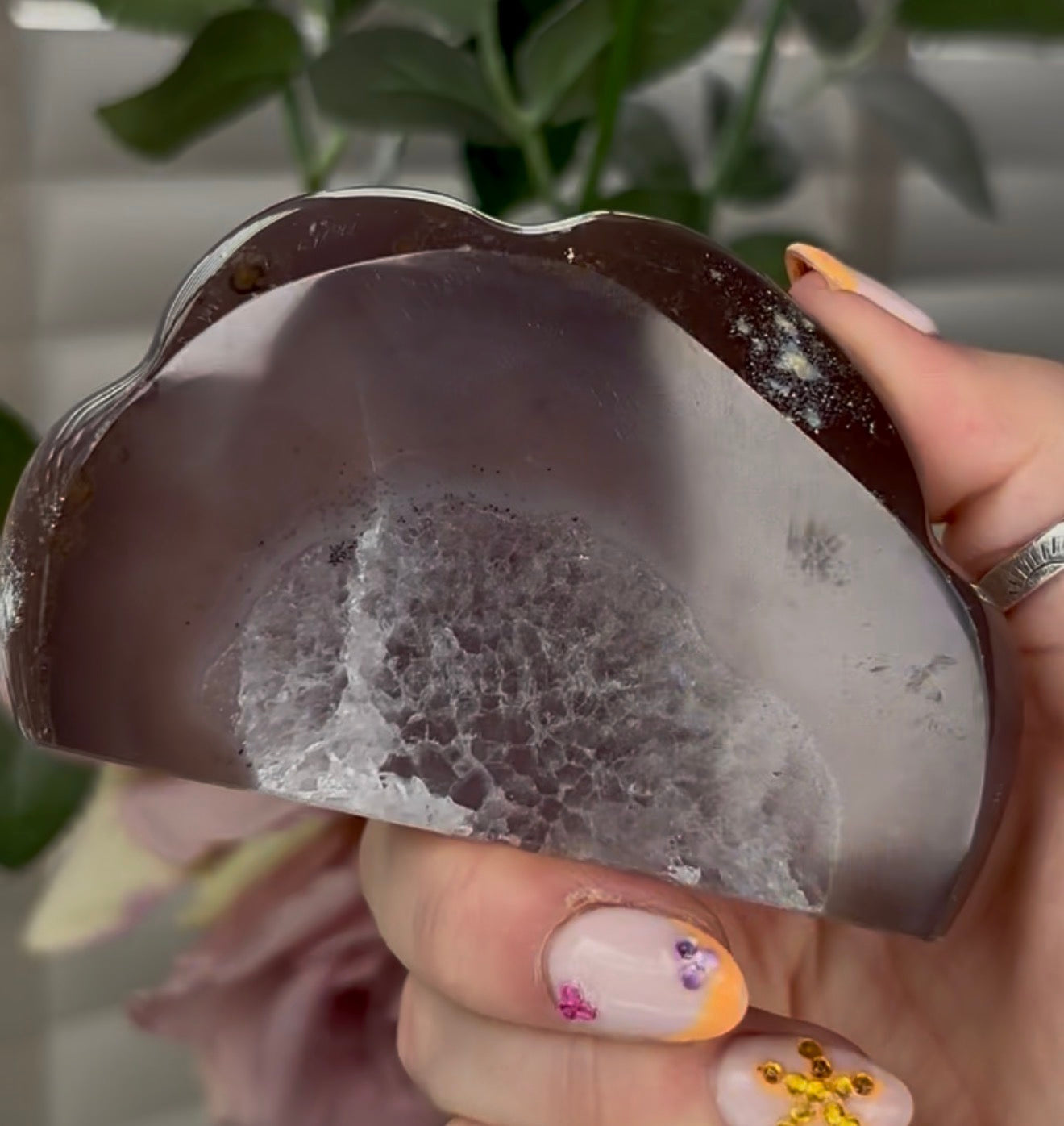 Beautiful, high grade, agate cloud with druzy
