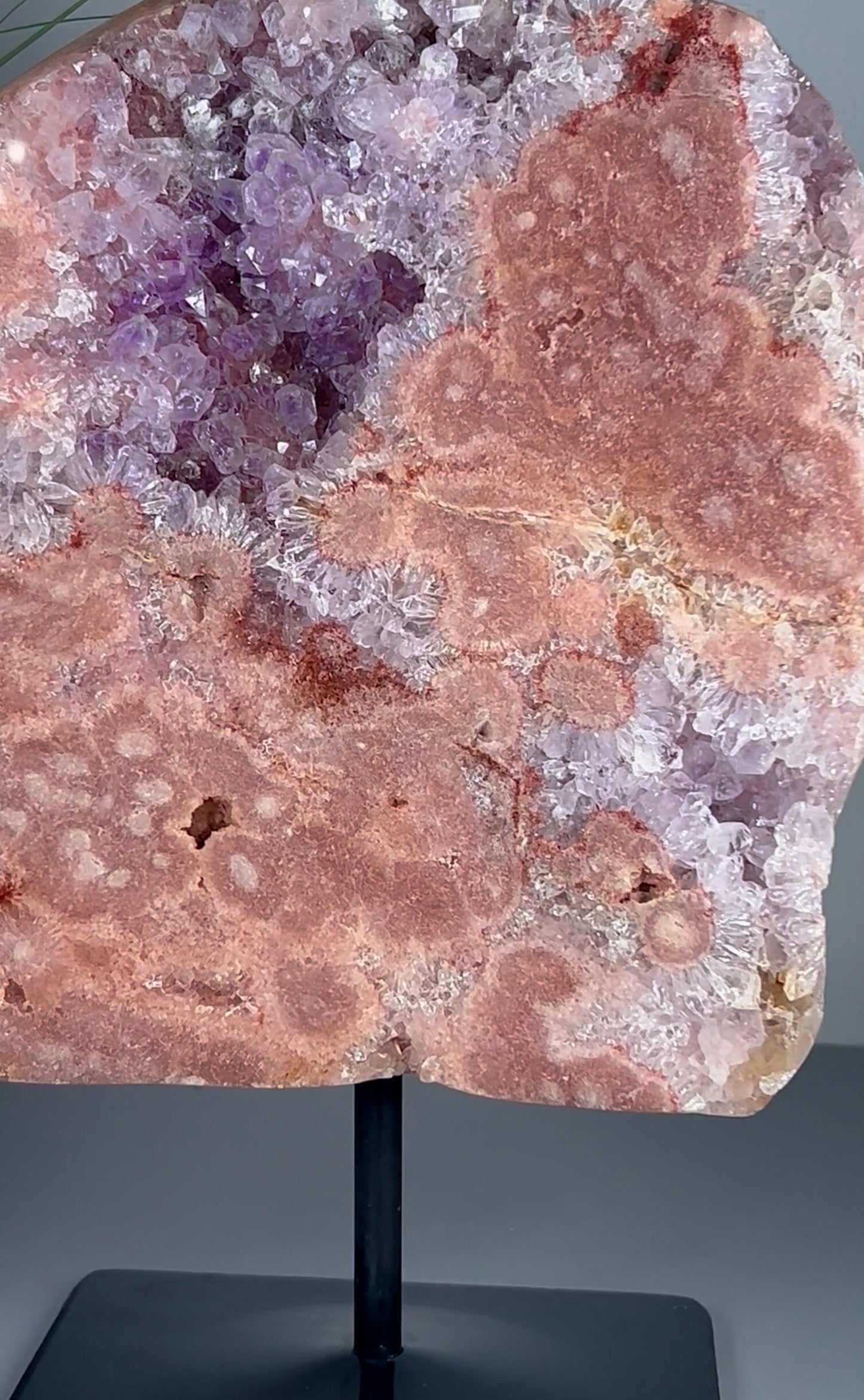 High grade, pink amethyst slab with purple quartz