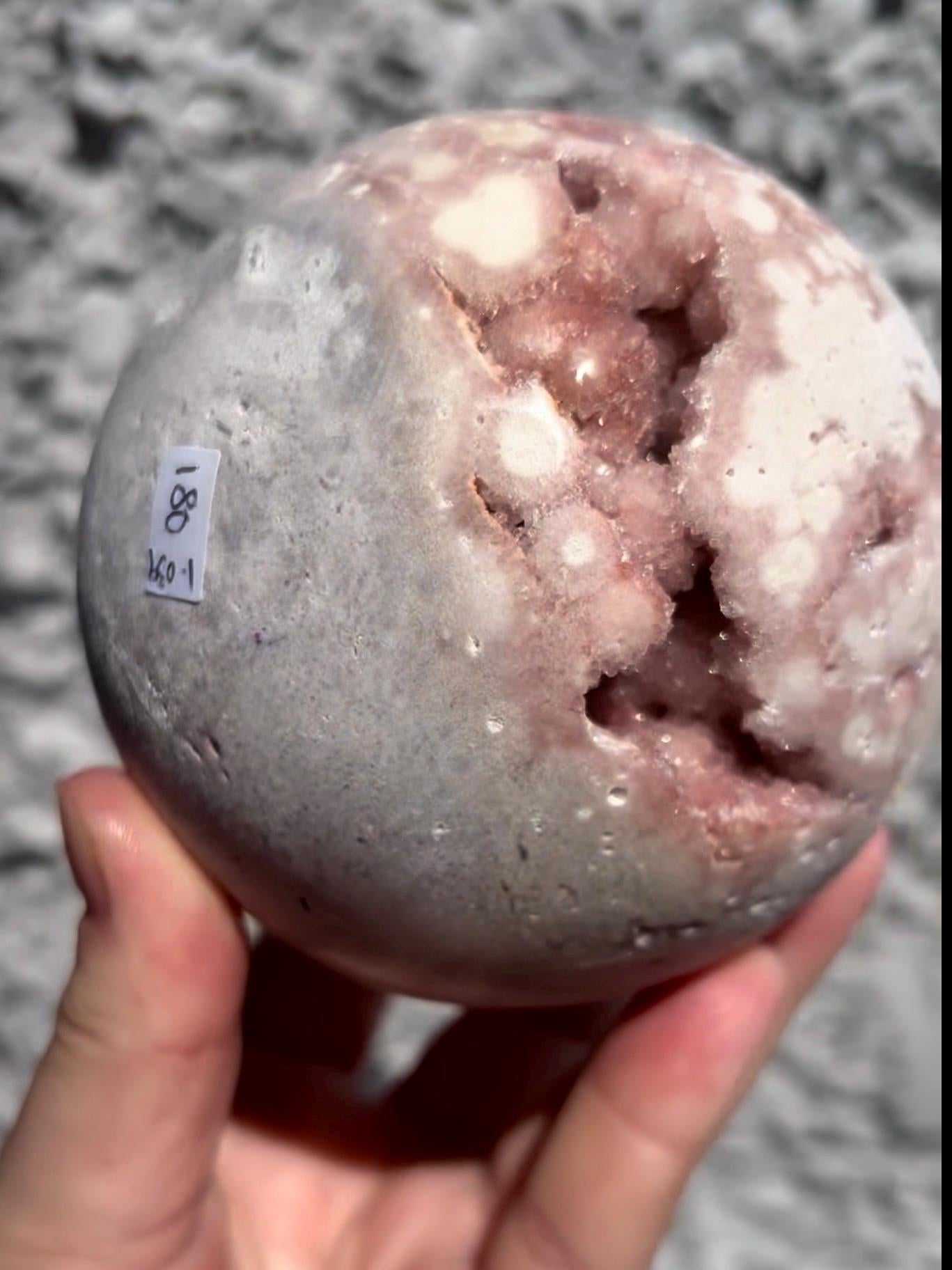 large, statement pink amethyst sphere just over 1kg