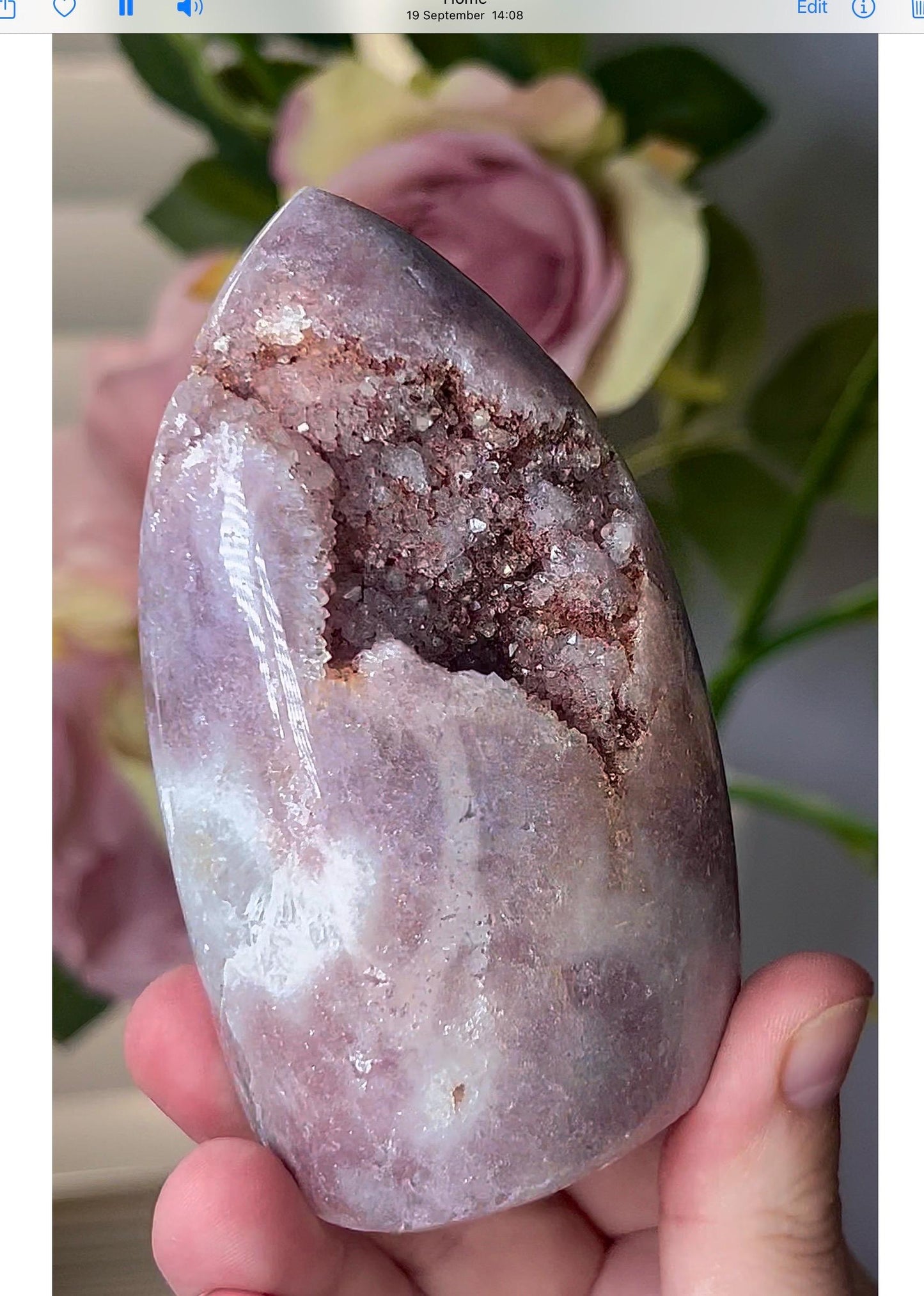 High grade, pink amethyst flame
