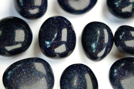 Blue sandstone, goldstone tumble stone