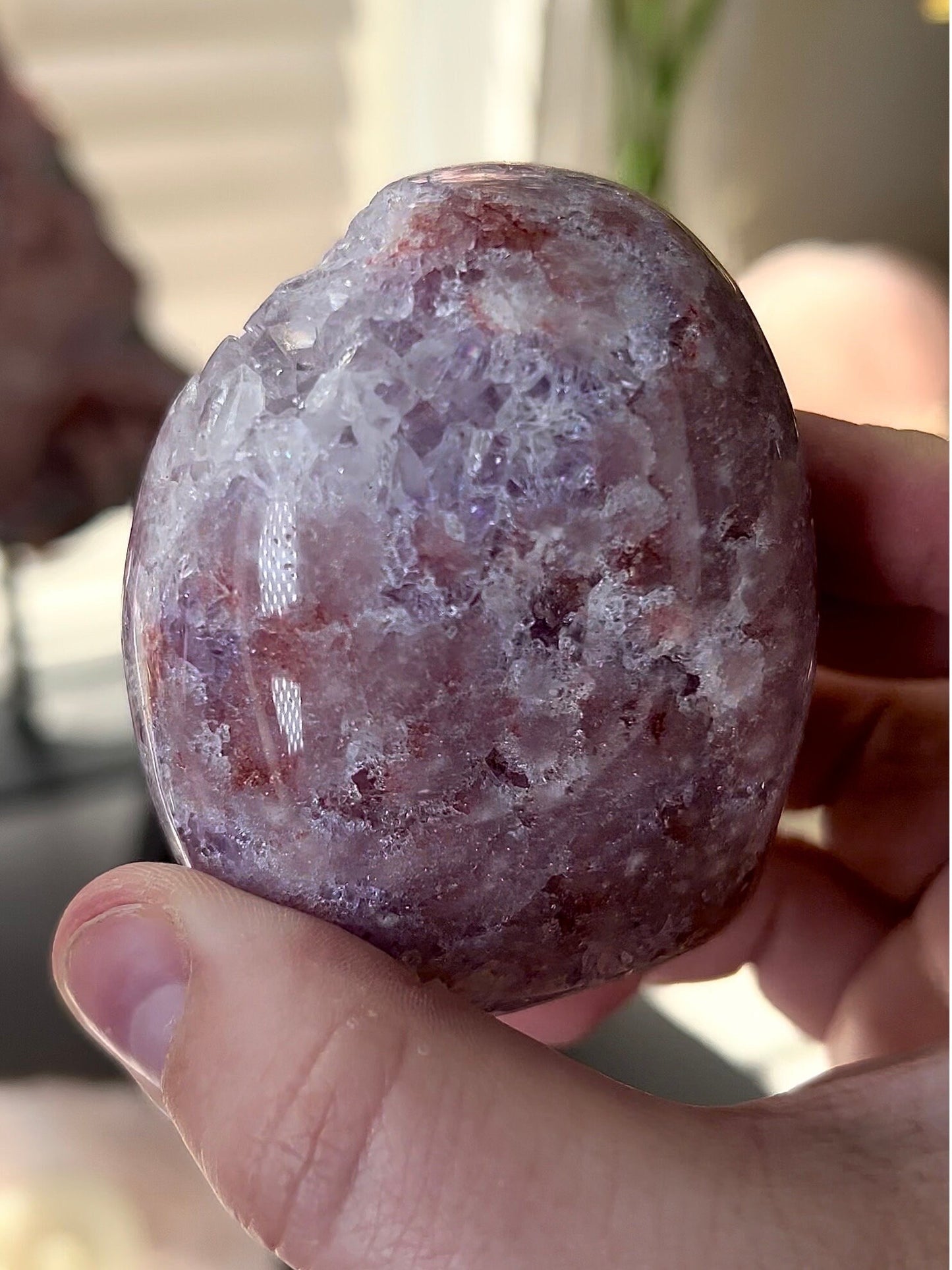 high grade, pink amethyst Freeform with flower, purple and deep pink quartz