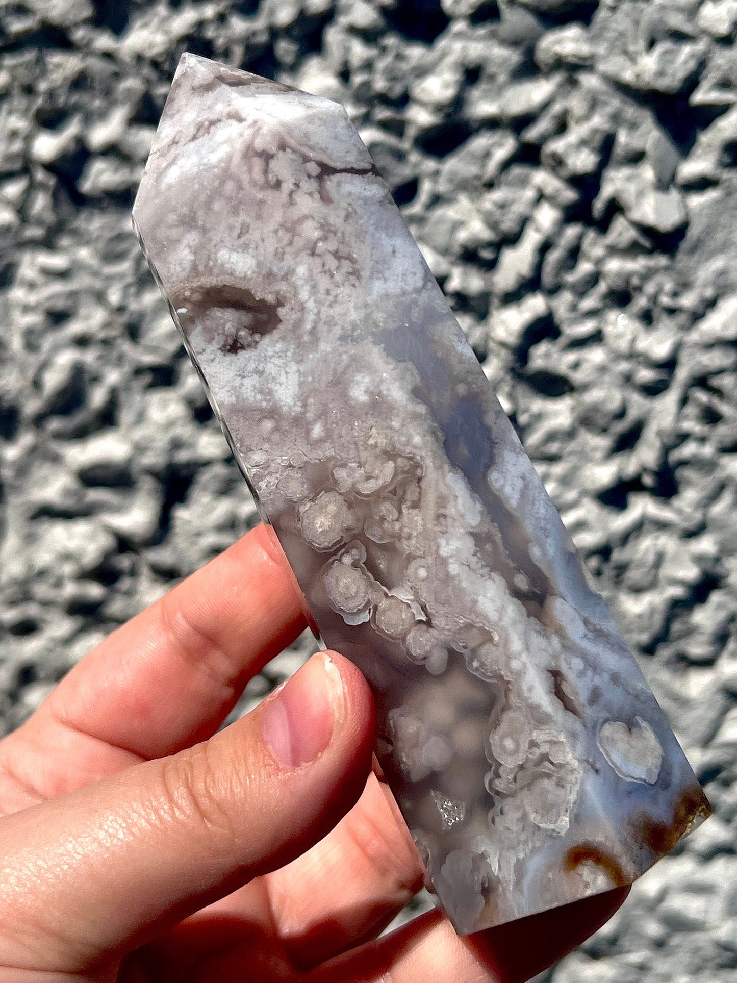 baby blue flower agate tower