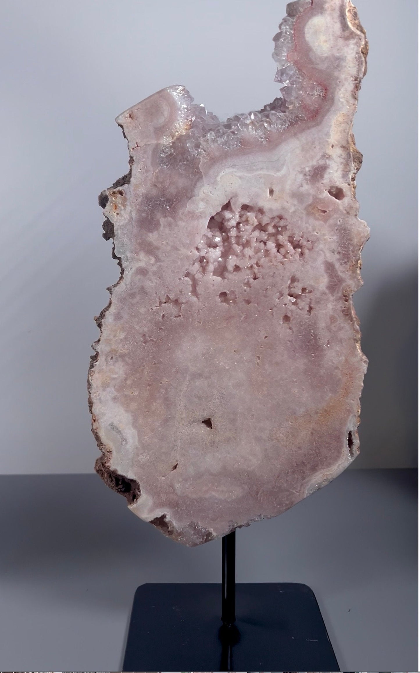 High grade, large pink amethyst slab with quartz
