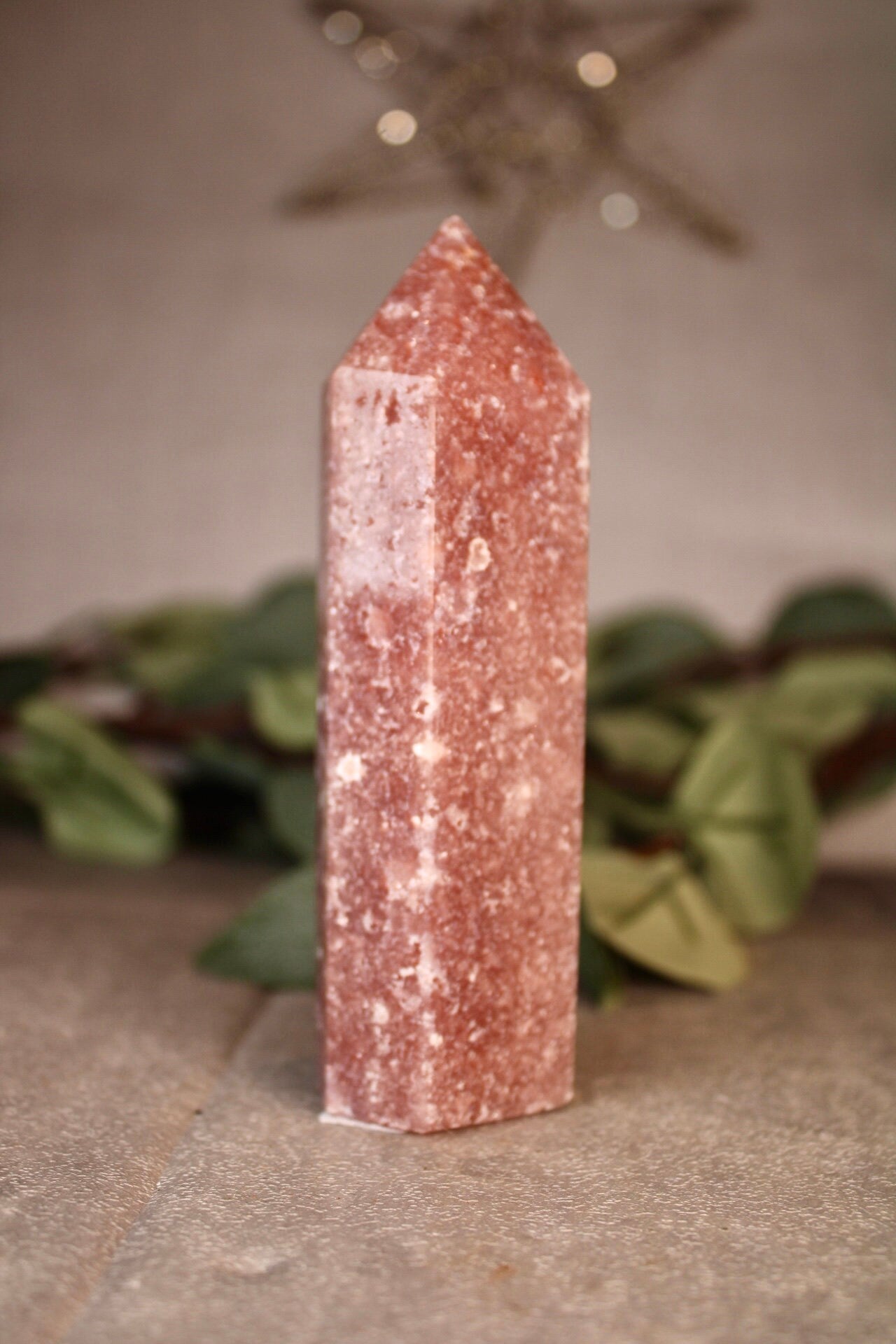 Berry red, skinny, pink amethyst tower 240g 12cm high