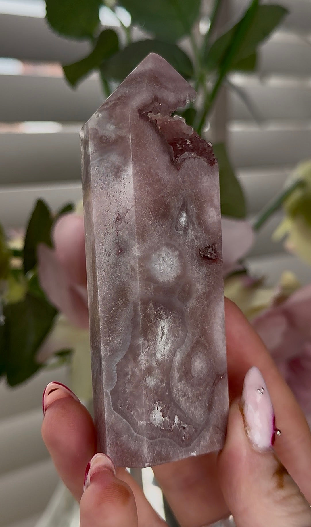High quality Pink amethyst tower 11cm(h) 4cm(w)