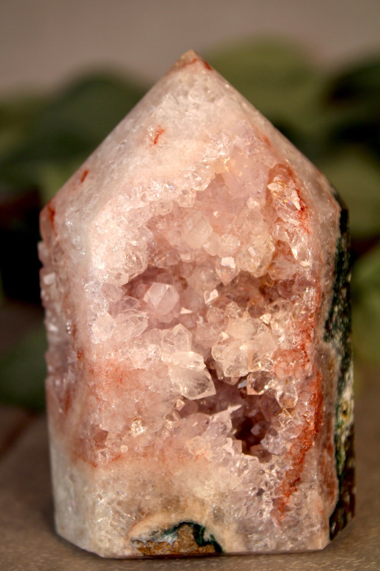 Pink amethyst x green jasper tower 340g 9cm high