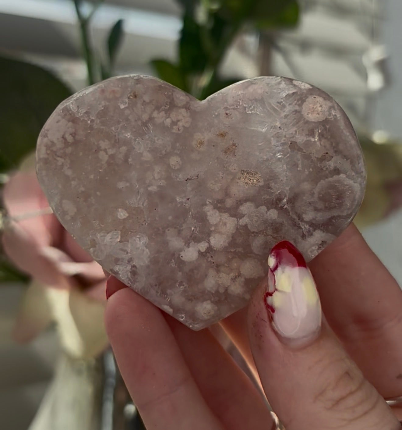 Mini pink amethyst heart - comes with stand