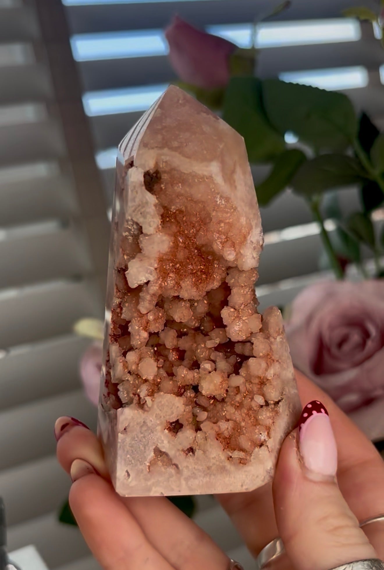 druzy Pink amethyst tower