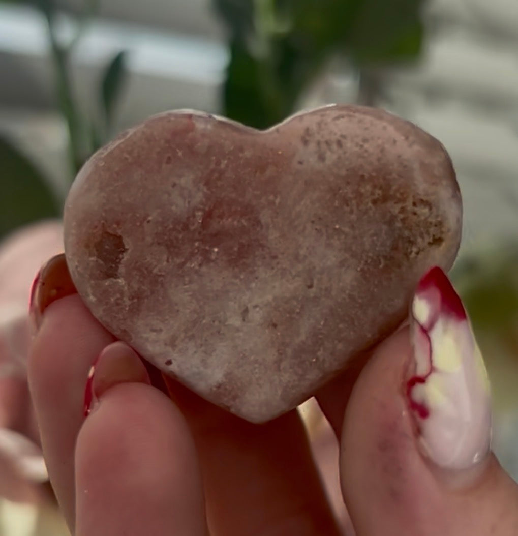 Mini pink amethyst heart - comes with stand
