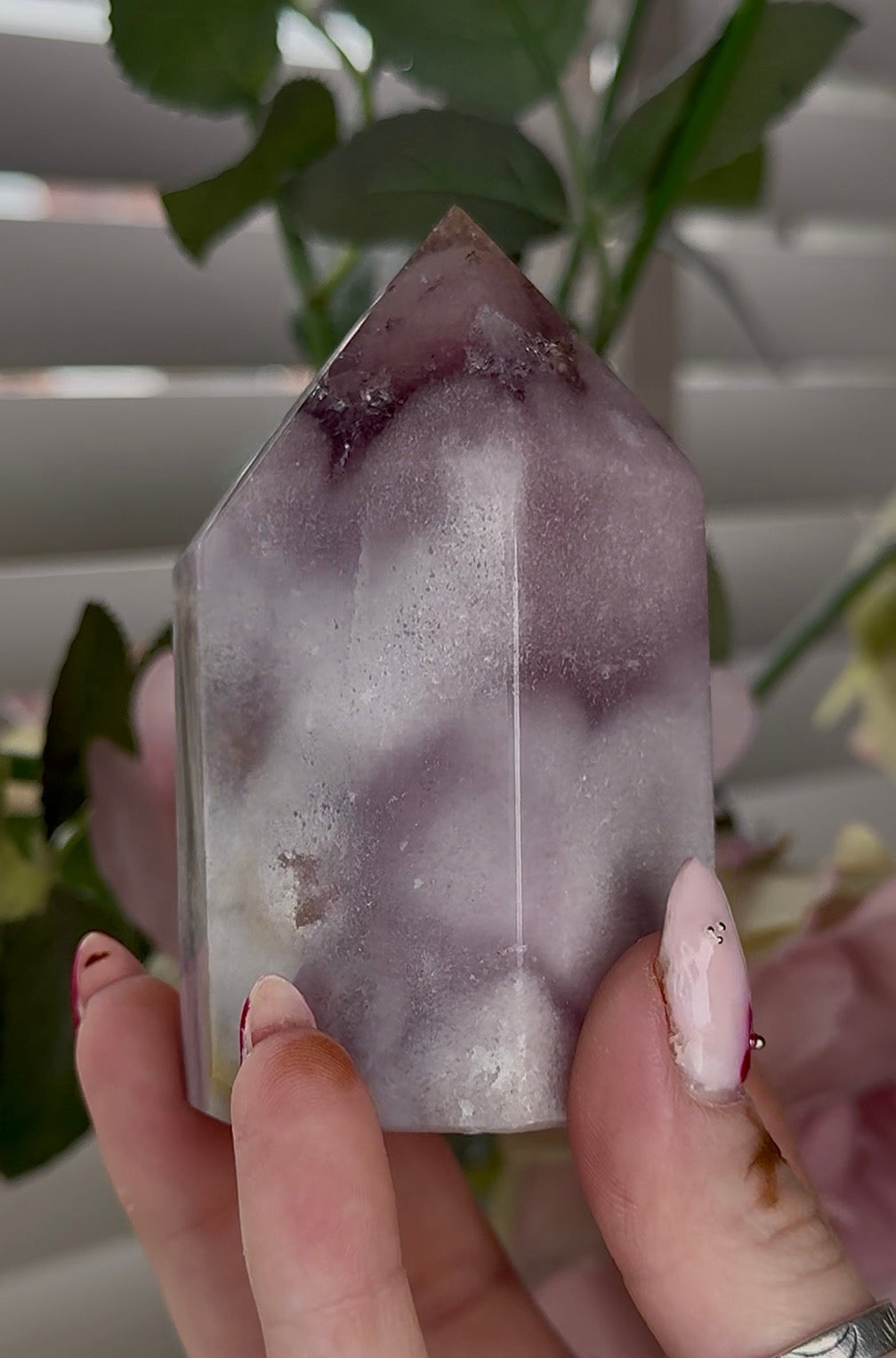 High quality Pink amethyst tower 9cm(h) 5cm(w)