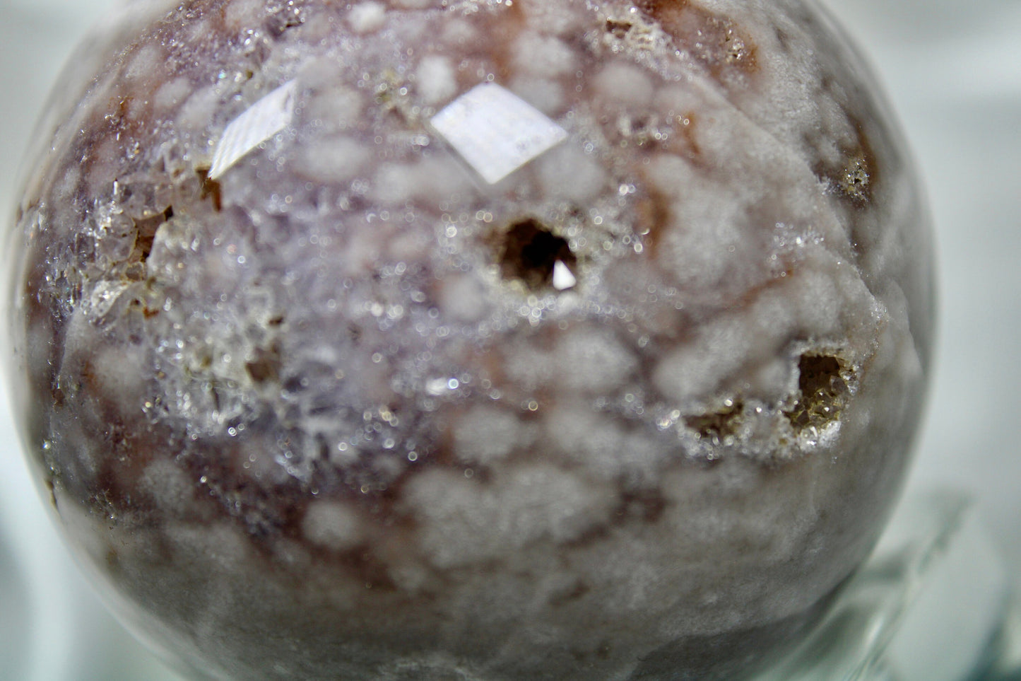 Pink amethyst x flower agate sphere 338g 6cm