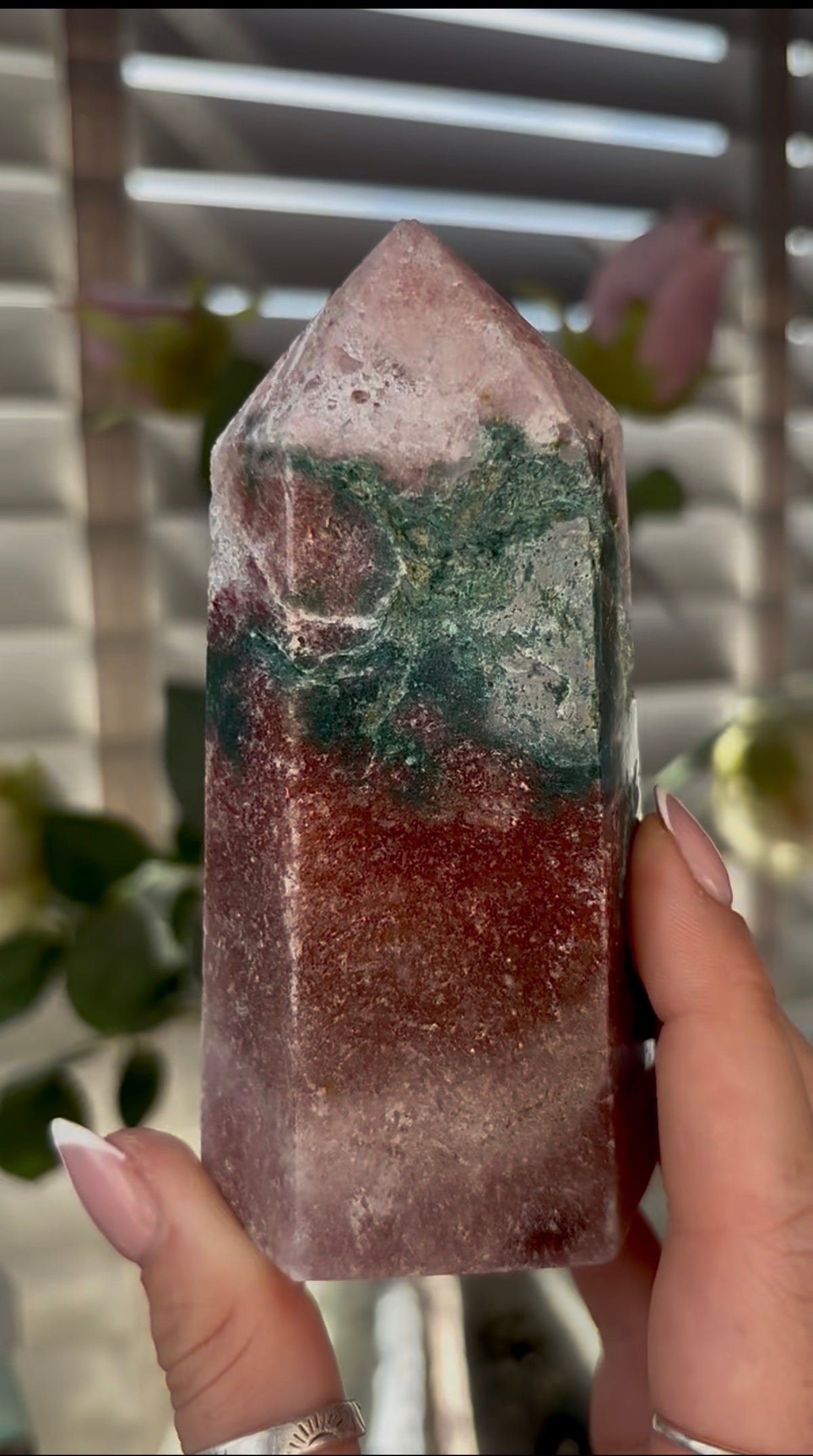 Cute, Pink amethyst tower 11.5cm(h) by 5.5cm(w)