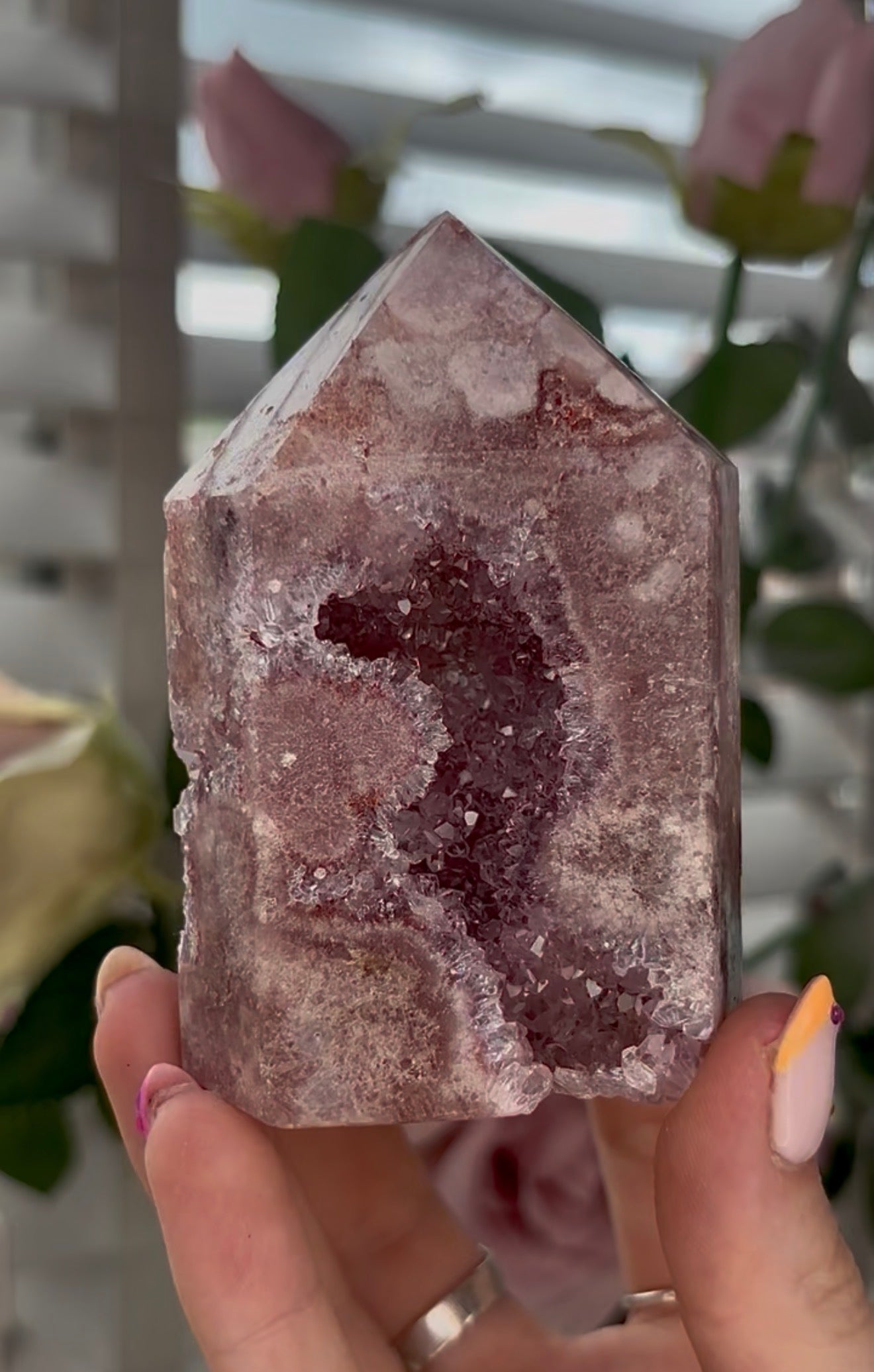 Pretty, Pink amethyst tower