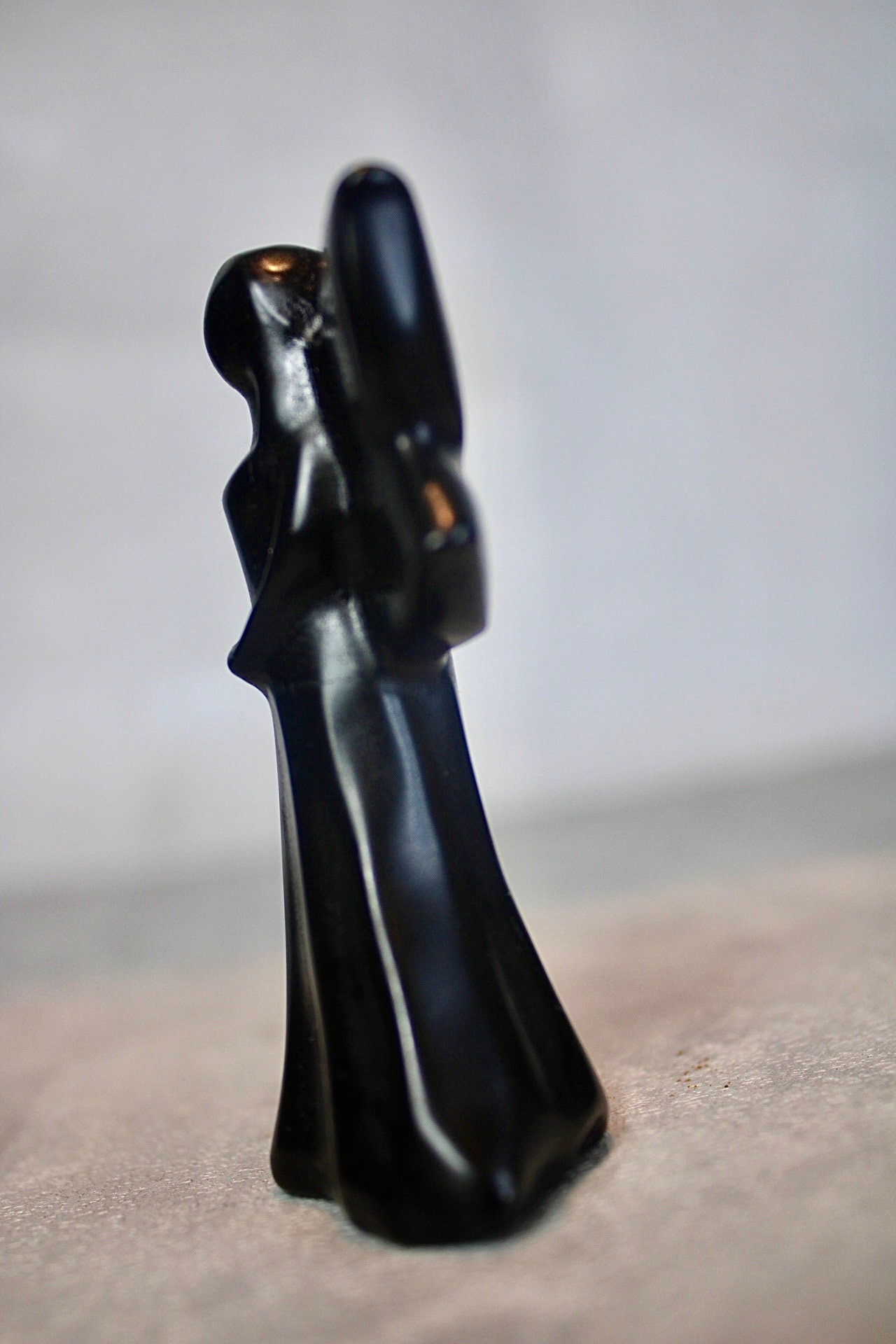 Black obsidian fairy carving 8cm (h)