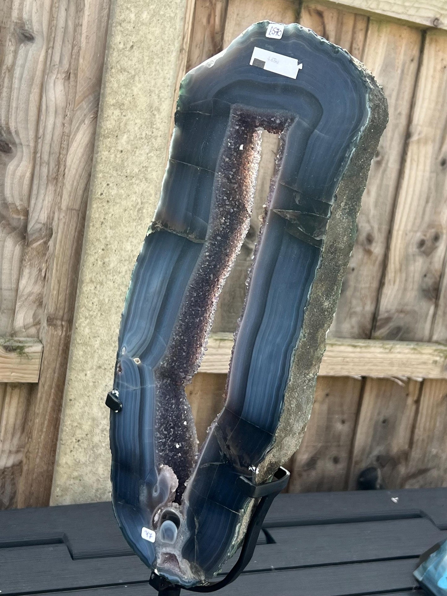 Stunning, polished amethyst x blue agate portal, with calcite this piece has natural lines, which are part of the stone  - 4.65kg