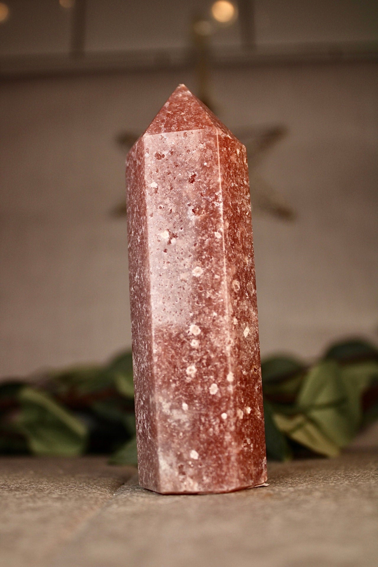 Berry red, skinny, pink amethyst tower 240g 12cm high