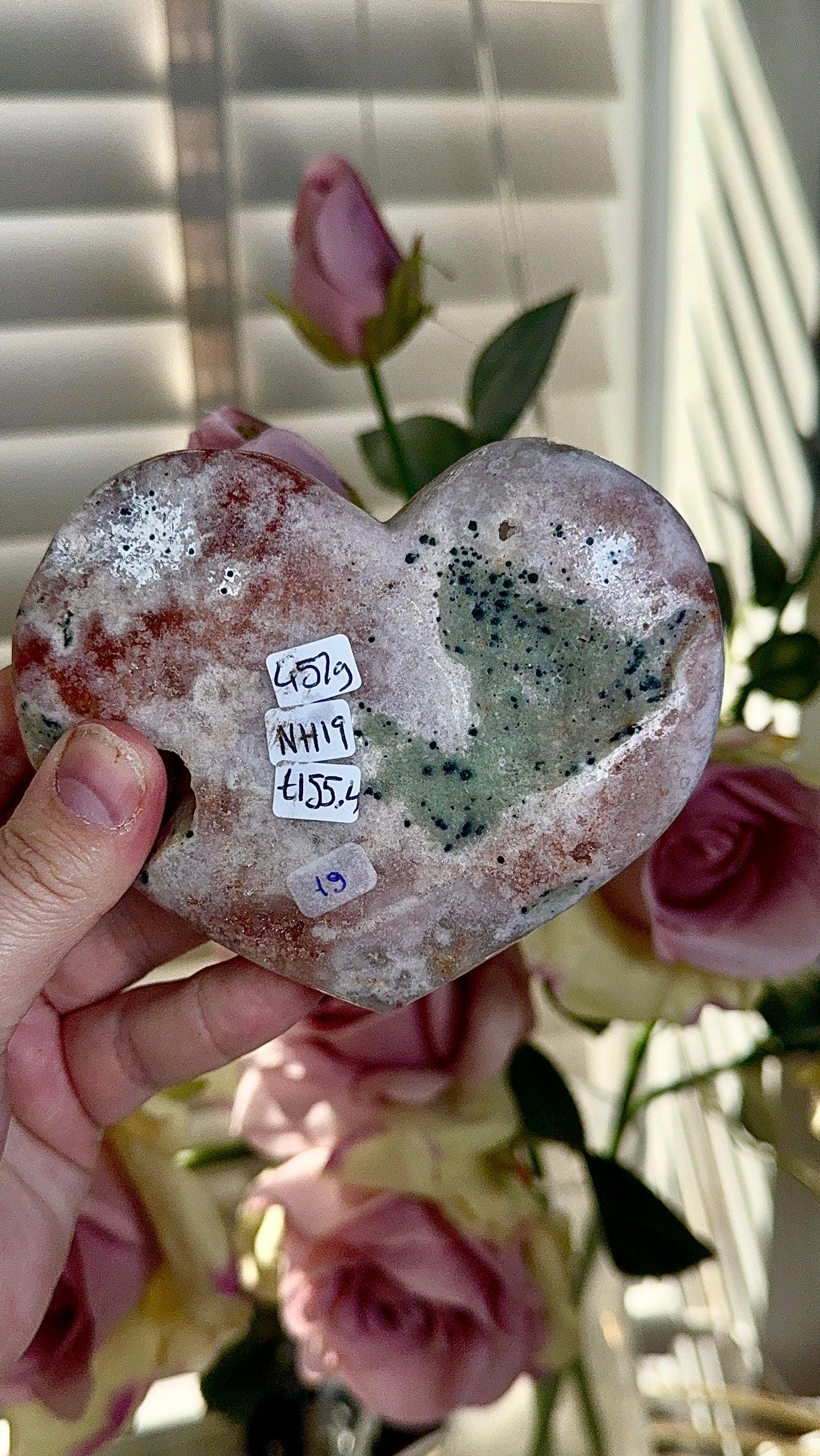 Hq pink amethyst heart - comes with stand
