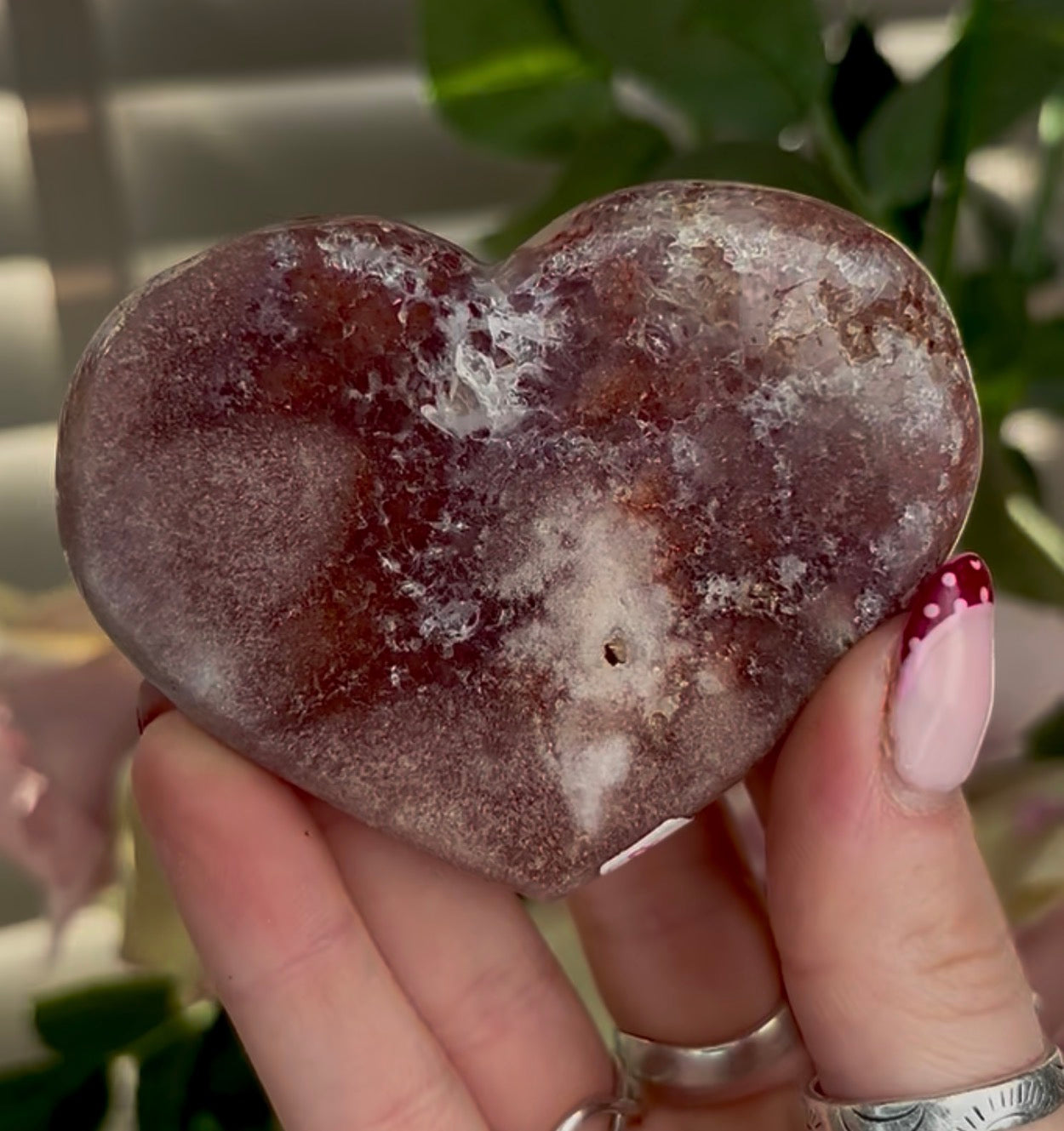 pink amethyst heart - comes with stand