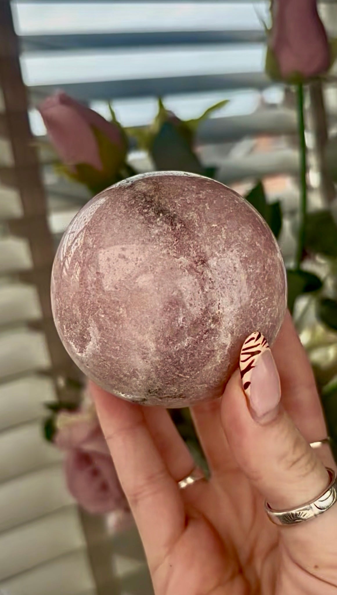 gorgeous perfect, pink amethyst sphere  & Green jasper 390g 7cm