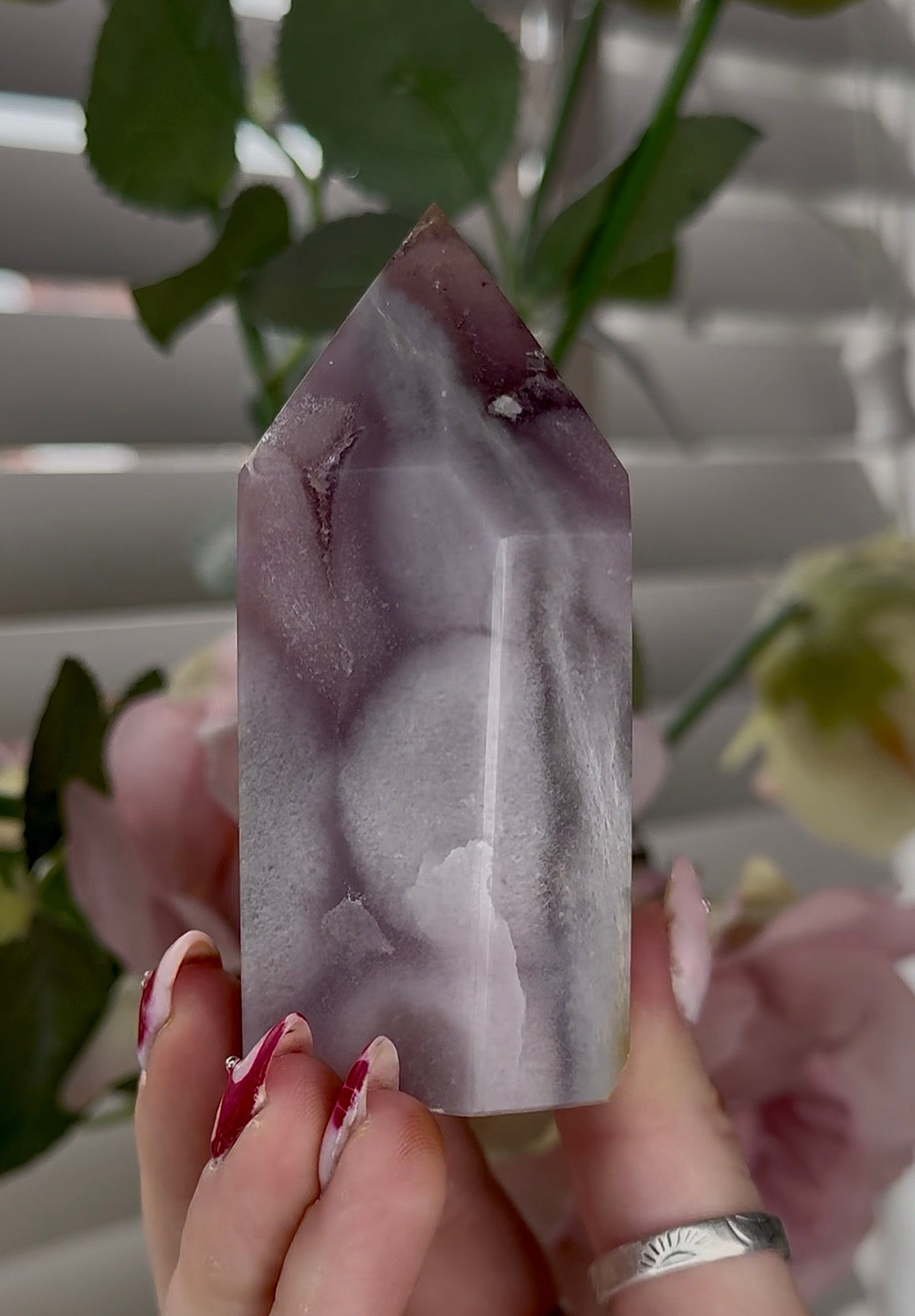 High quality Pink amethyst tower 9cm(h) 5cm(w)