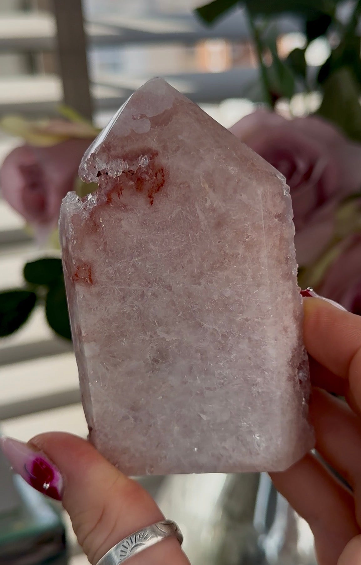 High quality Pink amethyst tower