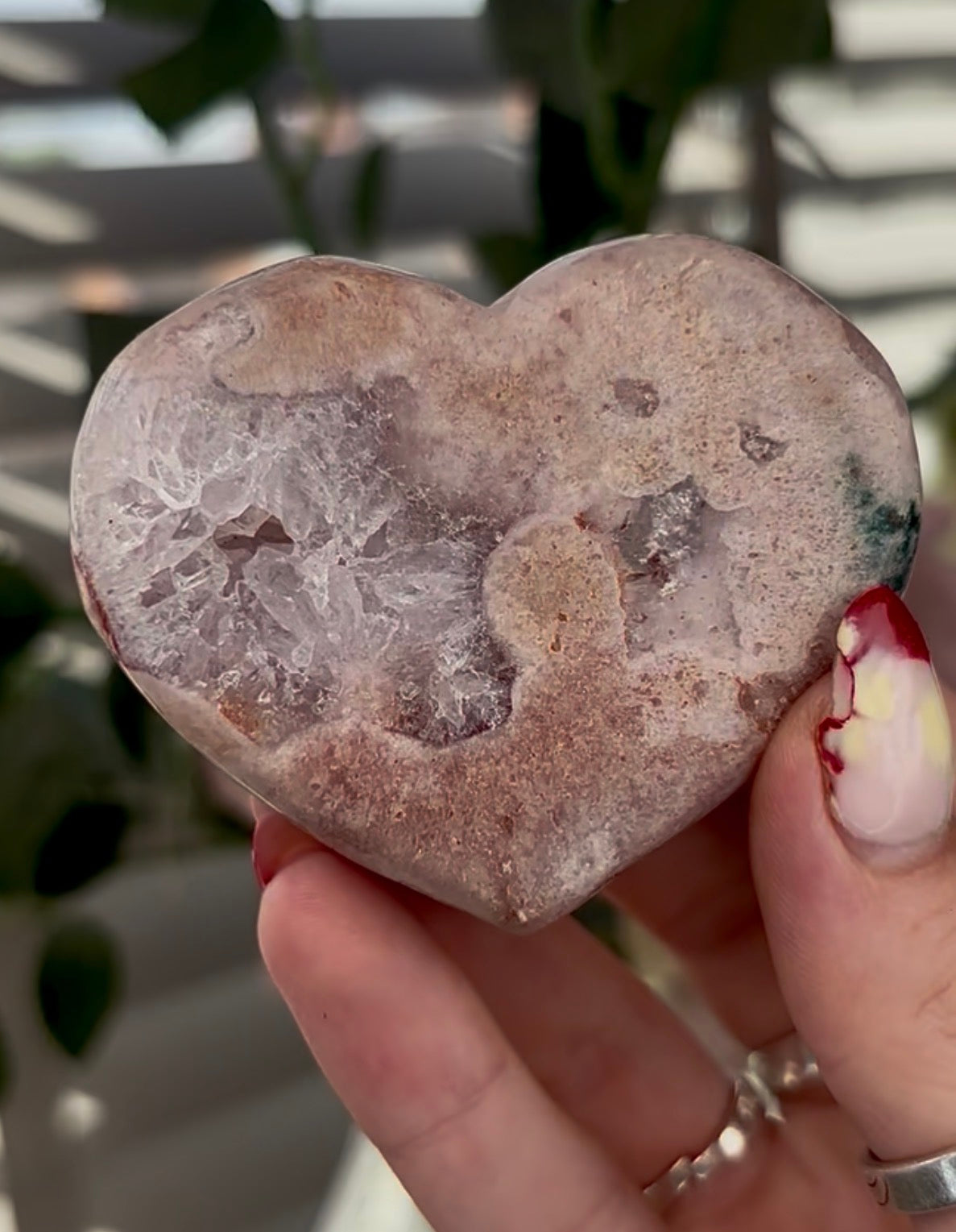pink amethyst heart - comes with stand 6.5cm
