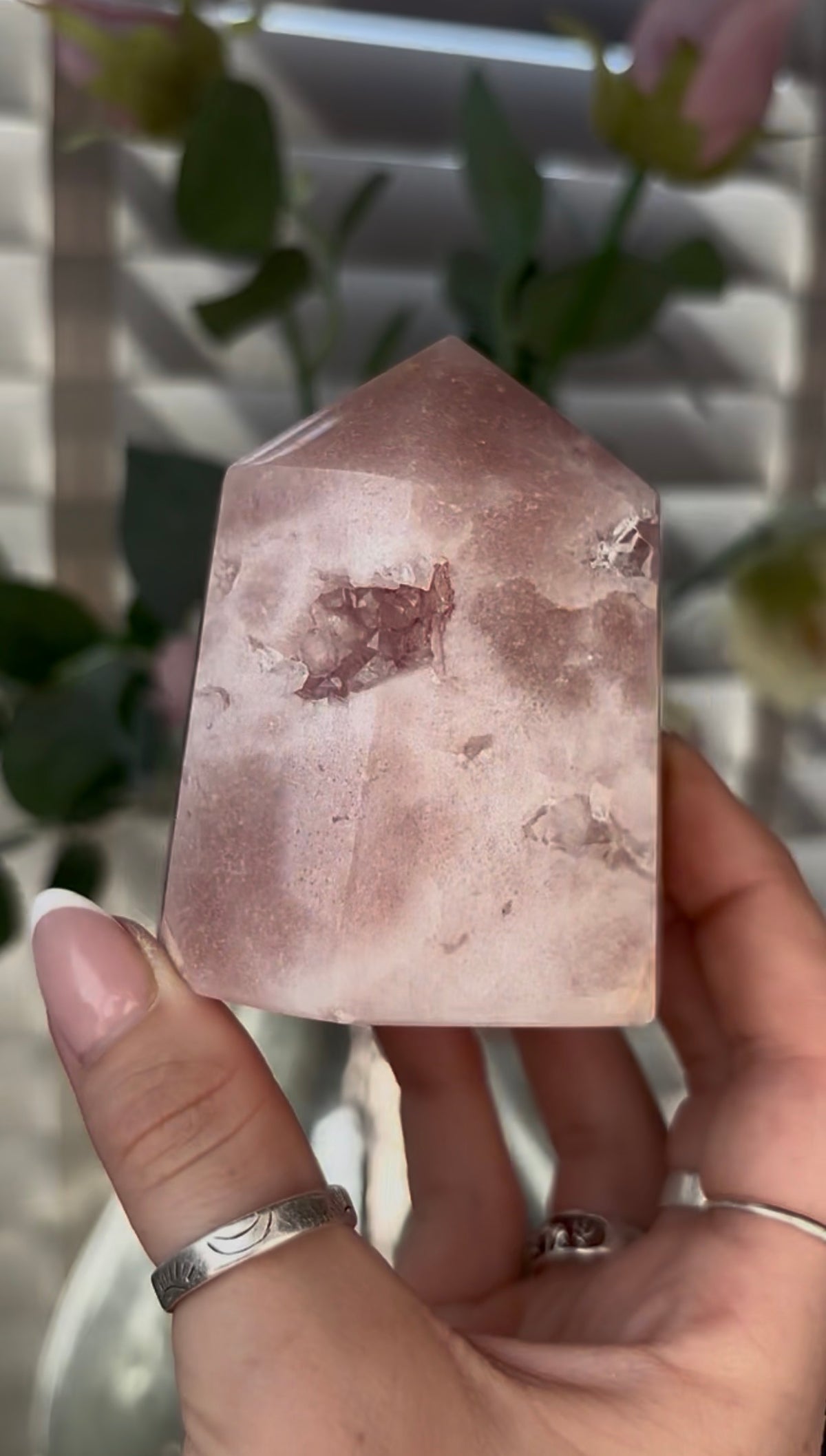 Beautiful, Pink amethyst tower 8cm(h) by 6.2cm(w)