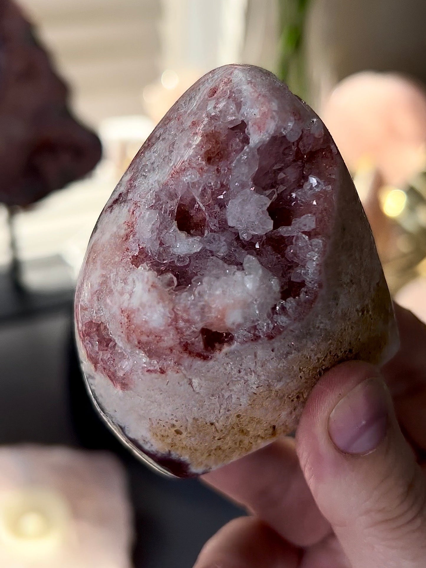 high grade, pink amethyst Freeform with green jasper