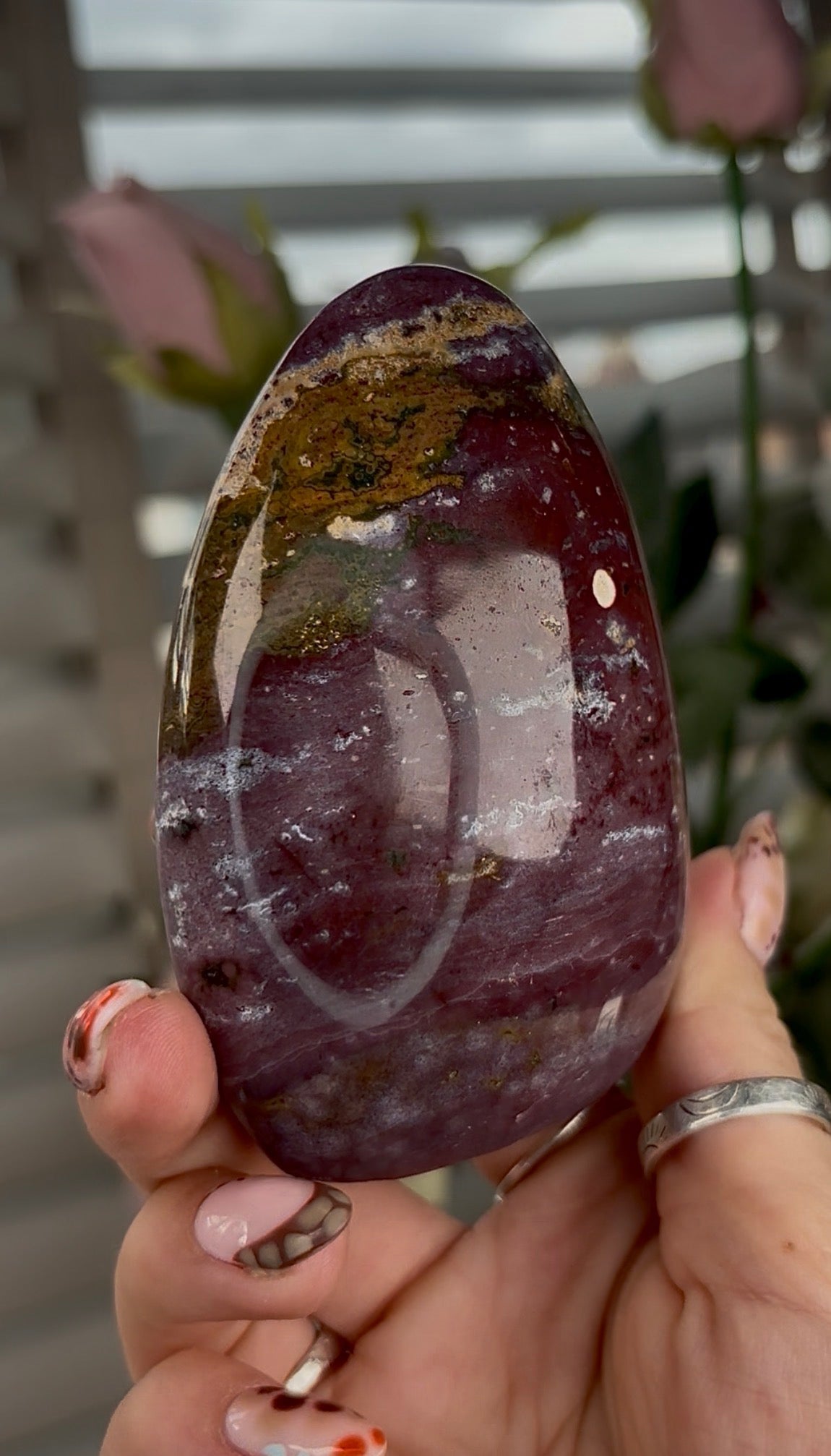 High quality, pastel purple & mustard ocean jasper Freeform - 9cm(h) by 6cm(w)
