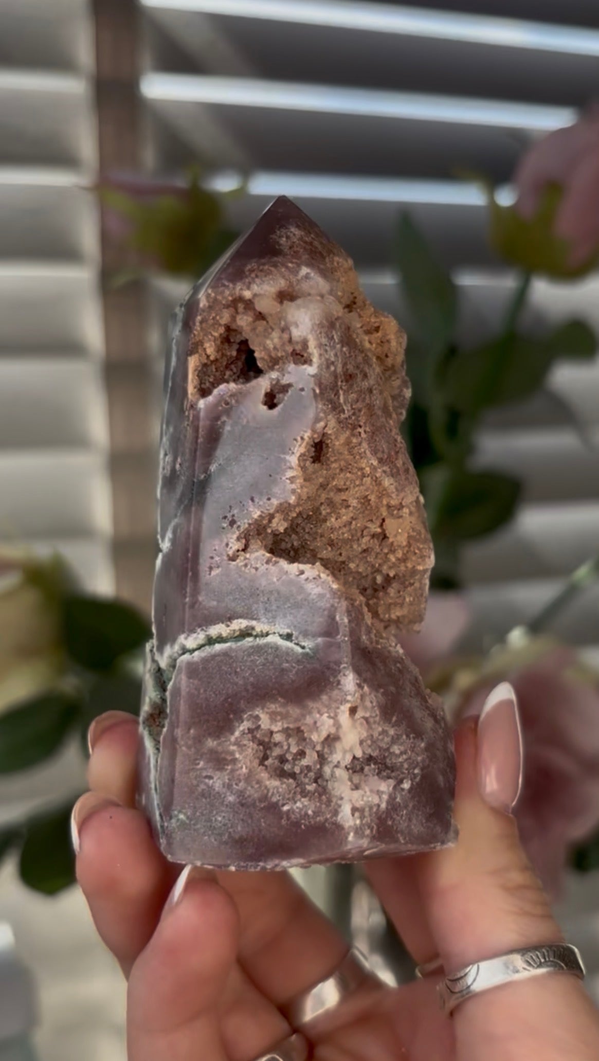Cute, Pink amethyst tower 9cm(h) by 5cm(w)