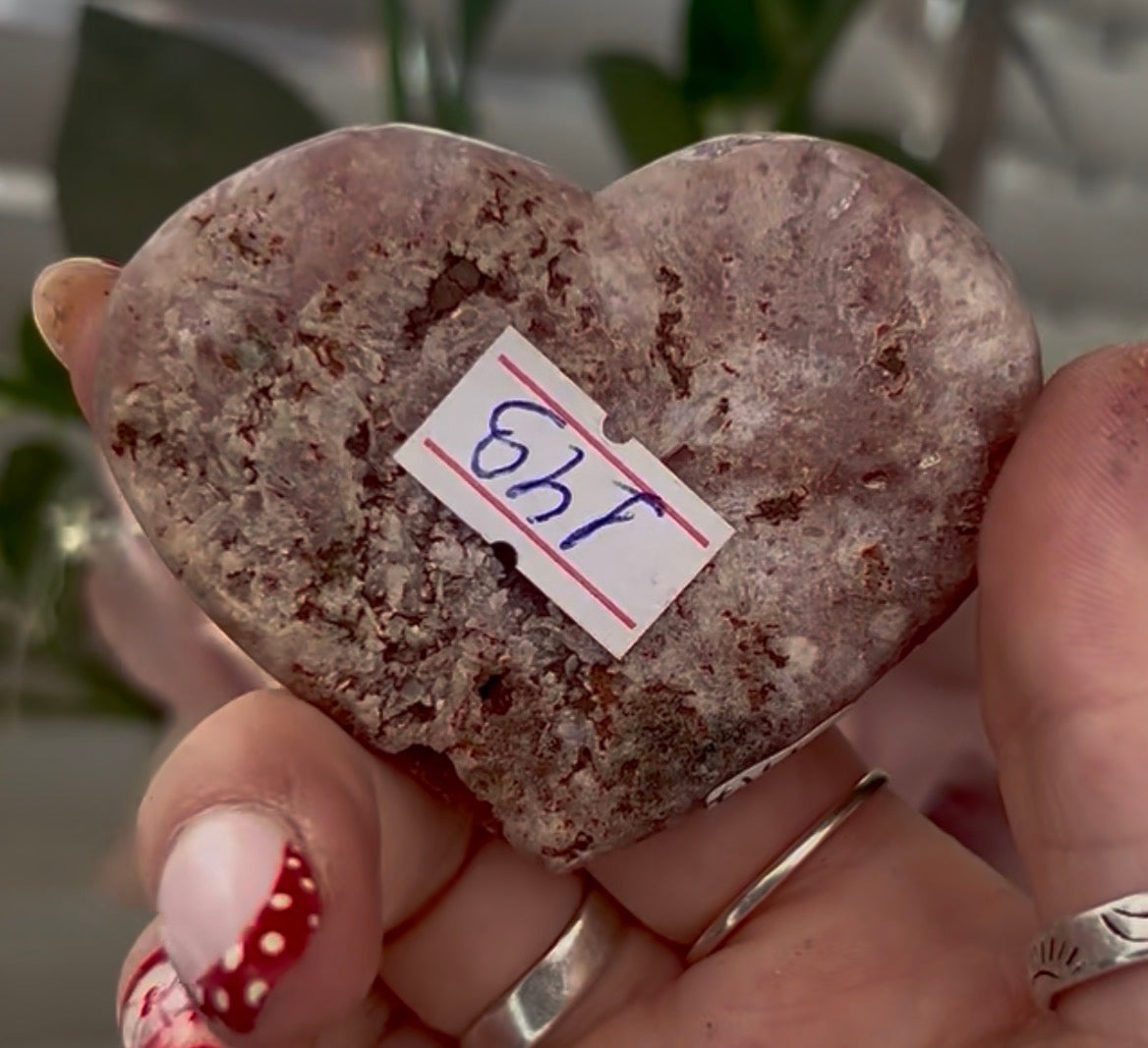 Mini pink amethyst heart - comes with stand