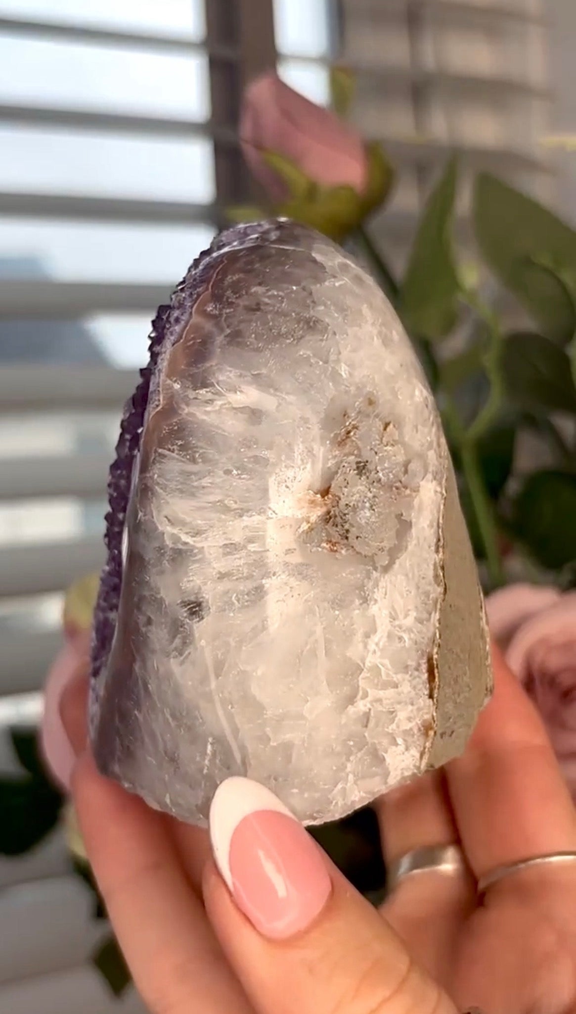 High quality, purple toned, rainbow amethyst agate, cutbase