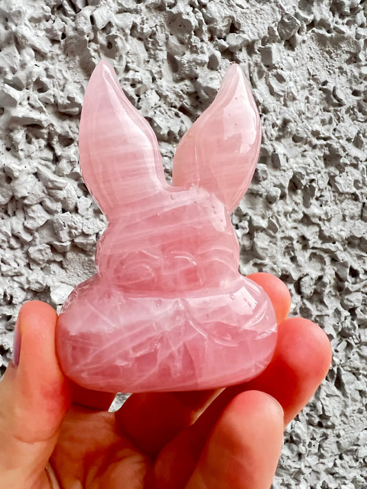 Rose quartz bunny head