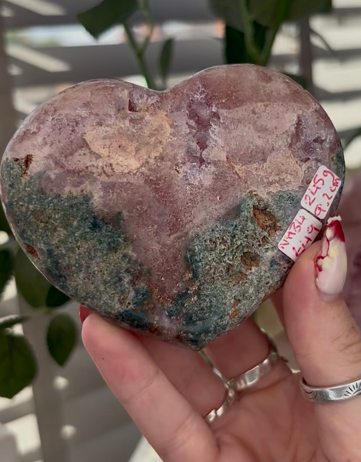 pink amethyst heart - comes with stand 9.2cm