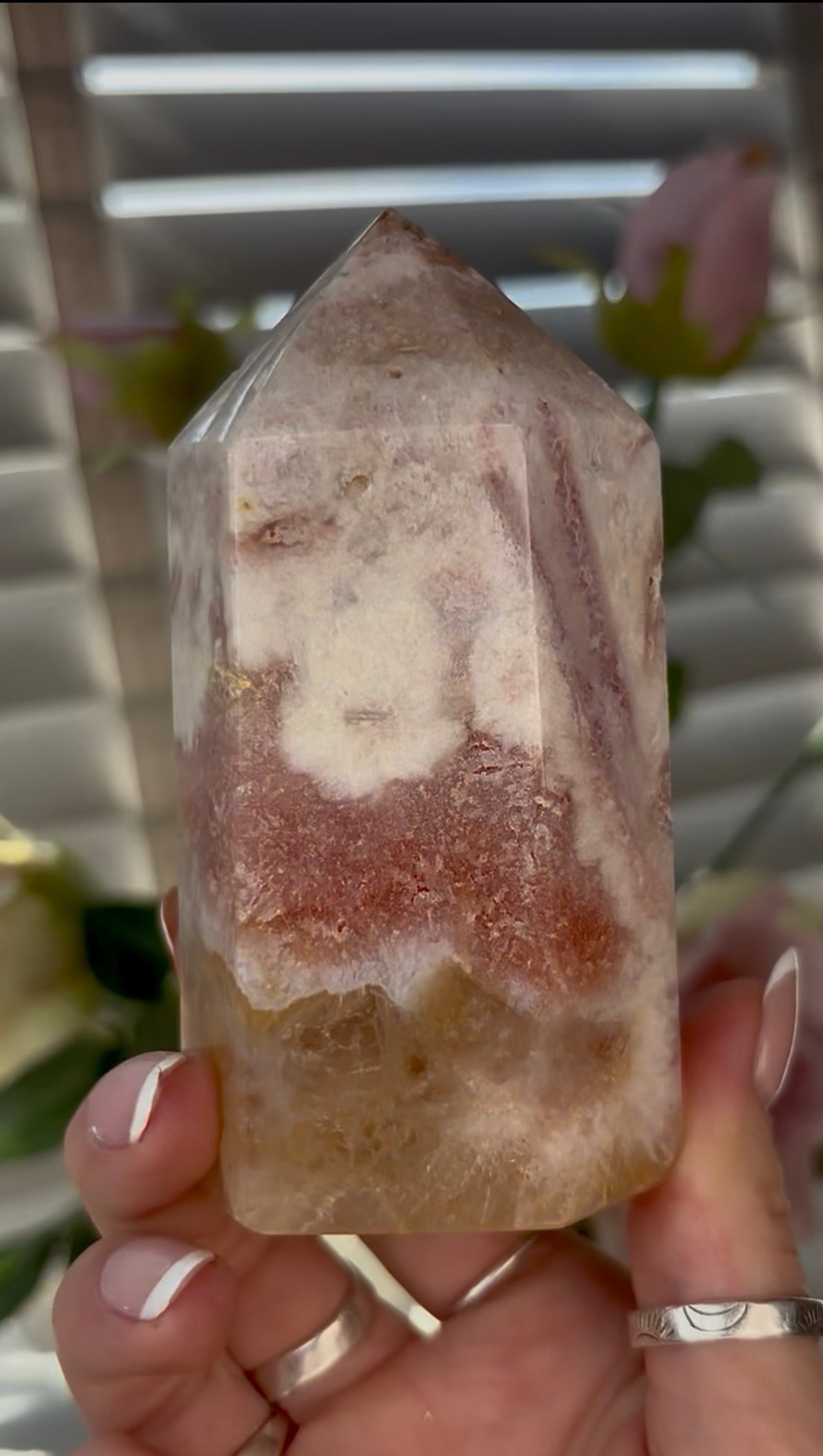 Cute, Pink amethyst tower 10.5cm(h) 5.5(w)