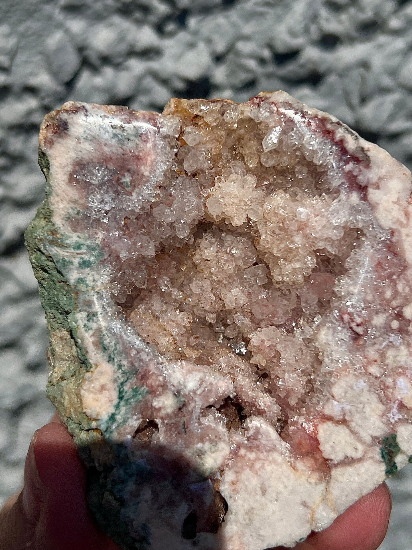 pink amethyst geode, slab