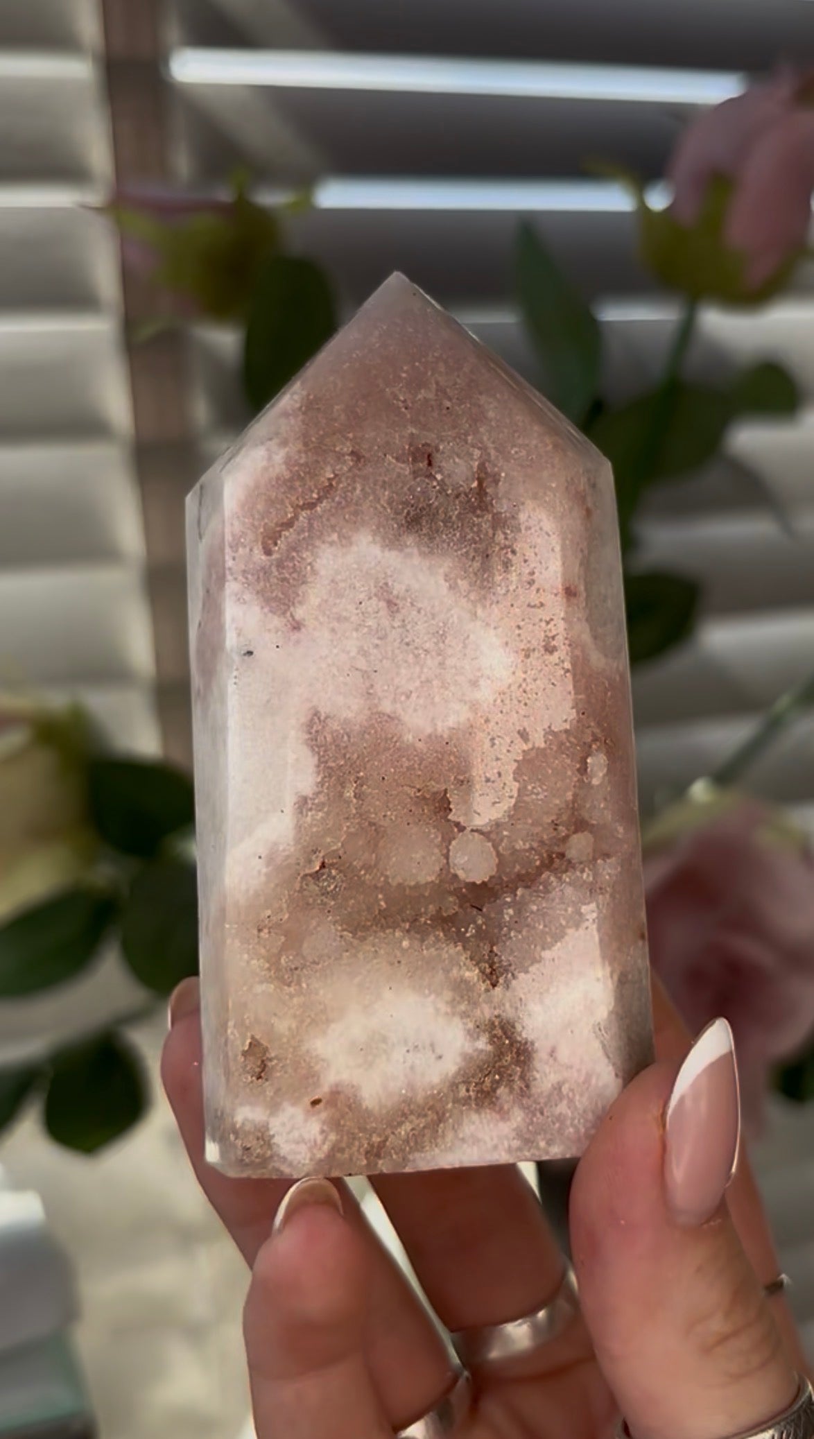 Cute, Pink amethyst tower 10cm(h) by 5cm(w)