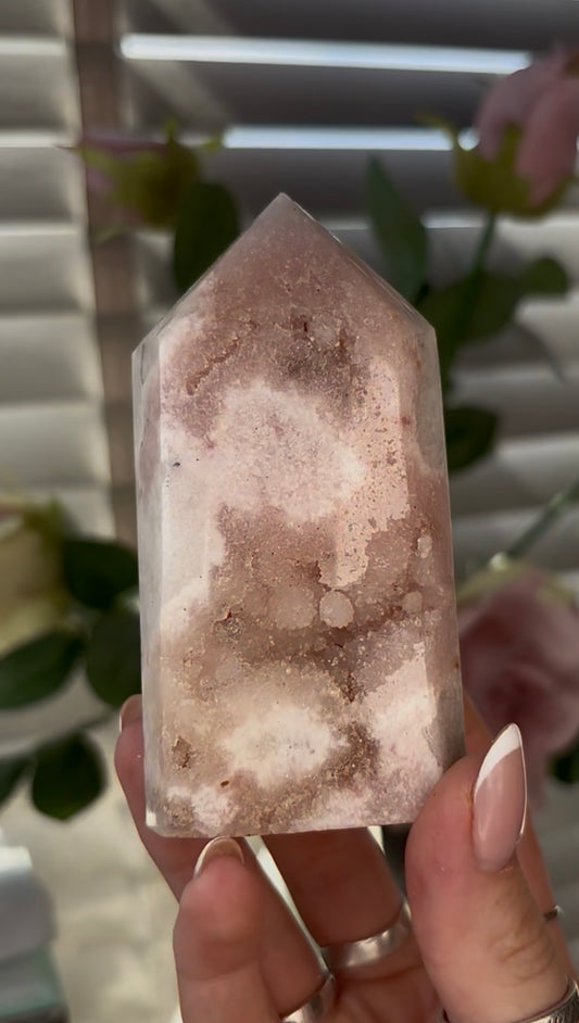 Cute, Pink amethyst tower 10cm(h) by 5cm(w)