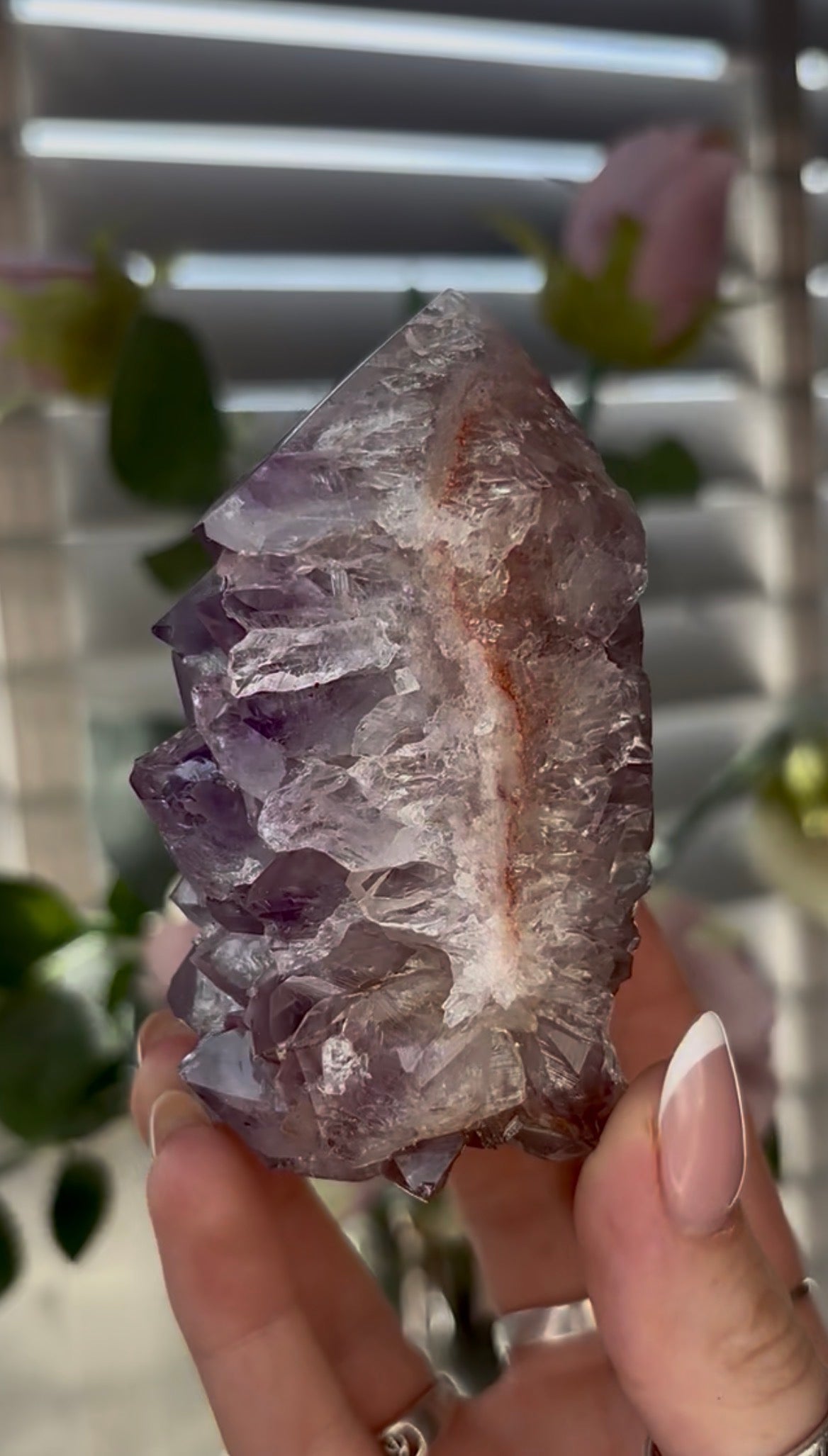 Beautiful, chunky Pink amethyst tower with purple quartz 8.5cm(h) by 5cm(w)