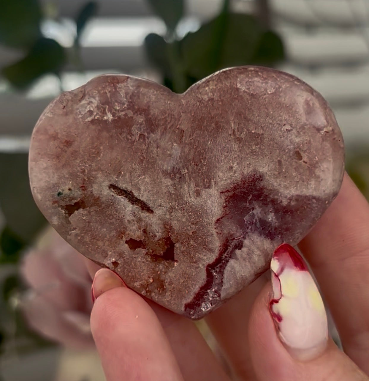 Mini pink amethyst heart - comes with stand 6cm