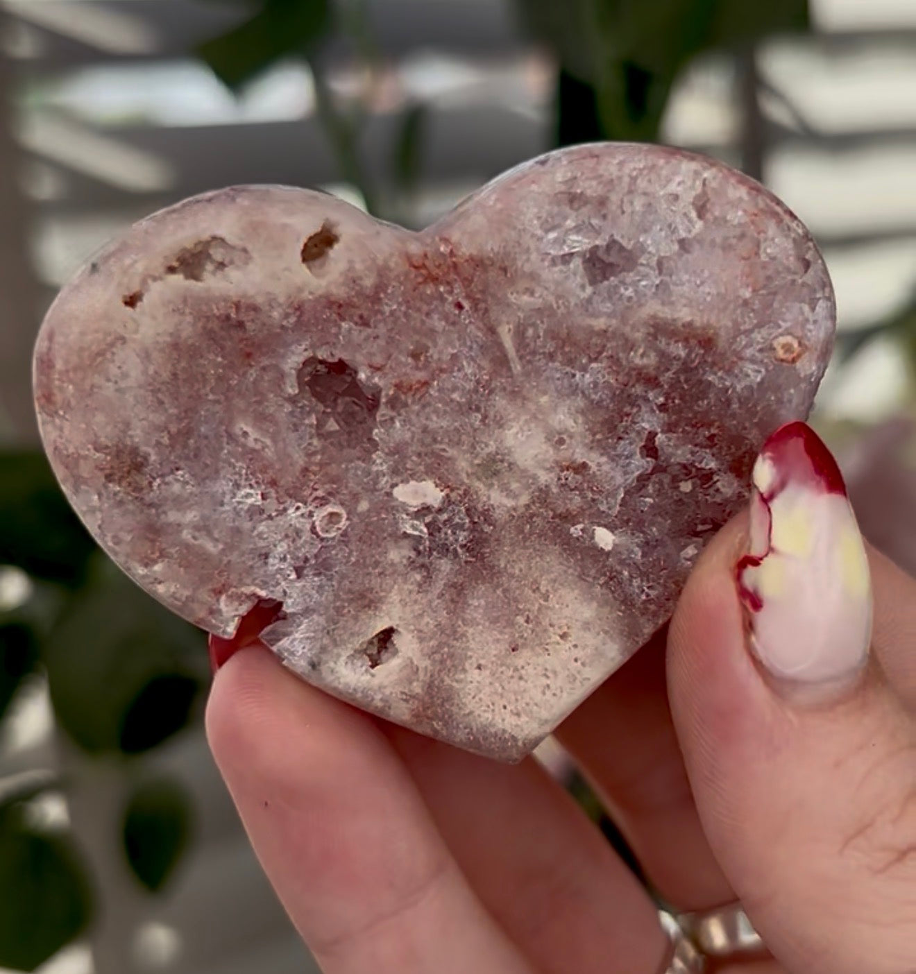 Mini pink amethyst heart - comes with stand