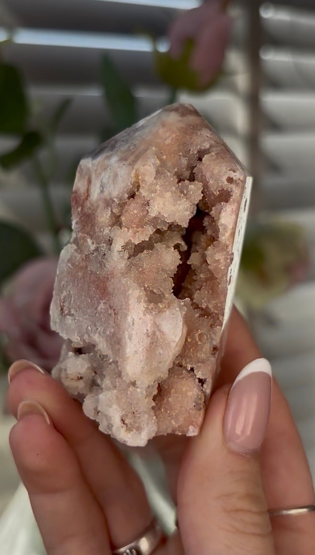 Beautiful, chunky Pink amethyst tower 7.2cm(h) by 4.5cm(w)