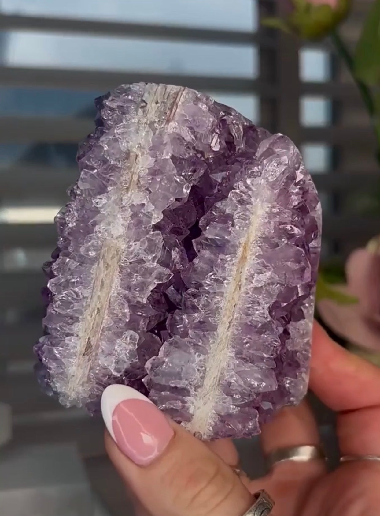 High quality, unique purple amethyst cutbase
