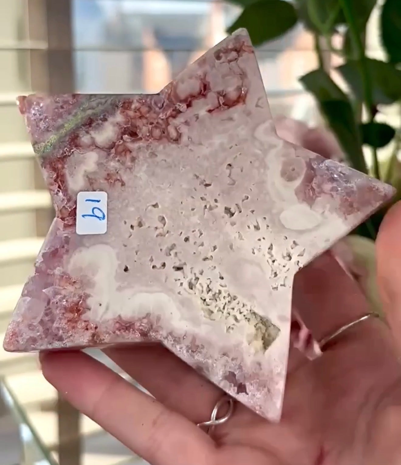High quality pink amethyst star - comes with stand
