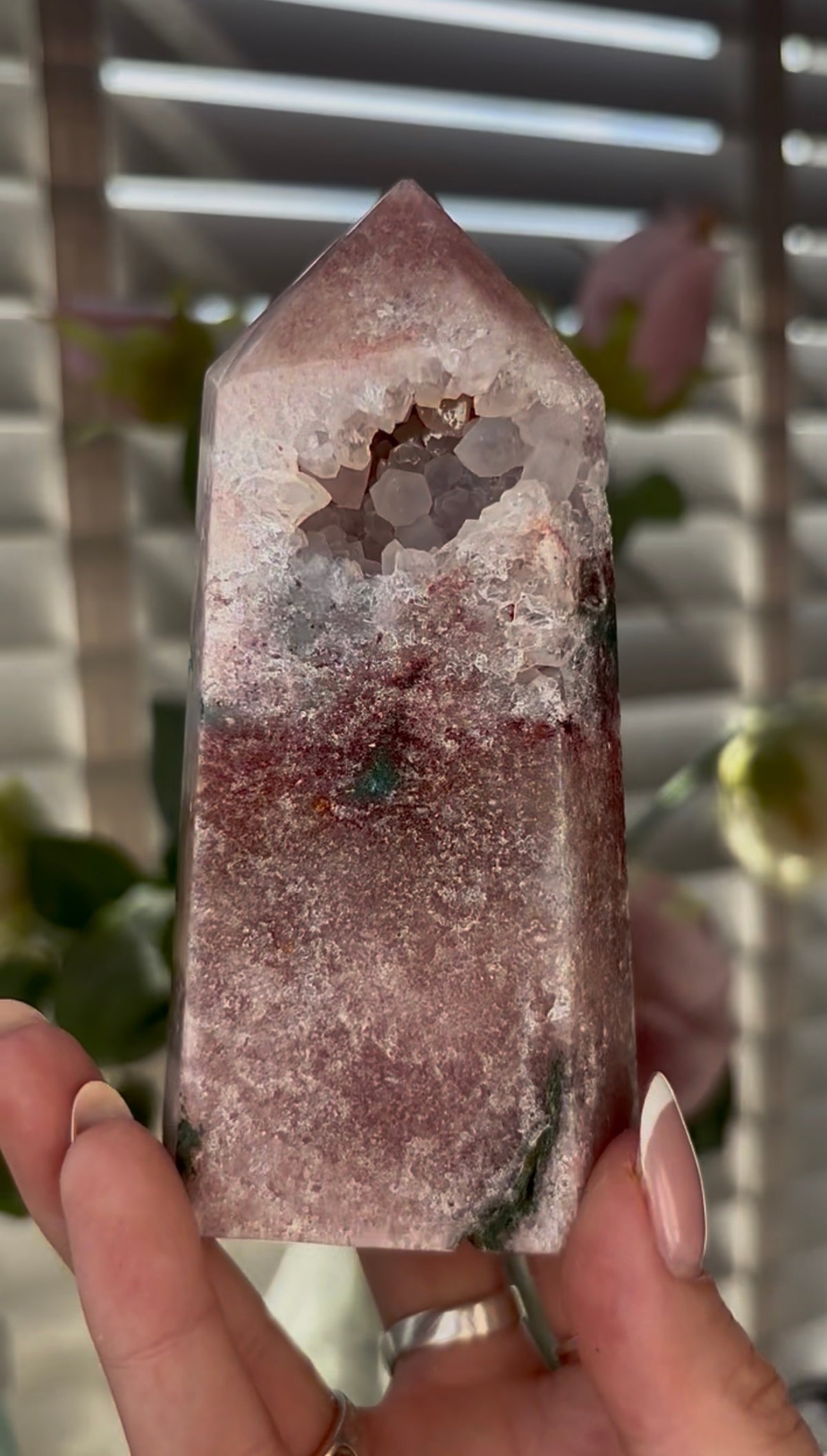 Cute, Pink amethyst tower 11.5cm(h) by 5.5cm(w)