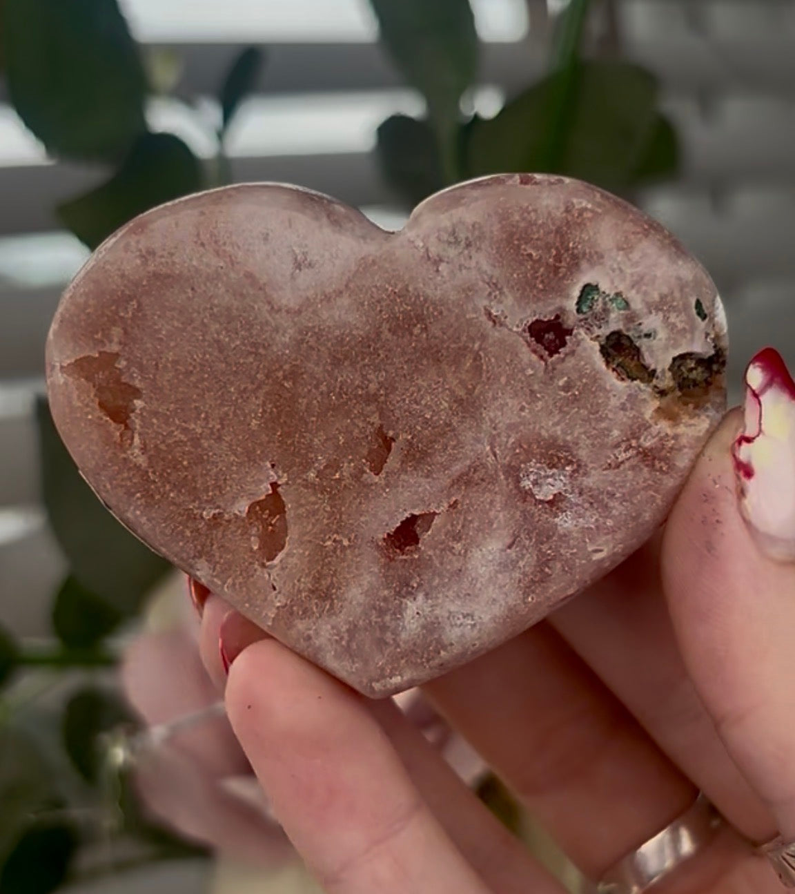 Mini pink amethyst heart - comes with stand